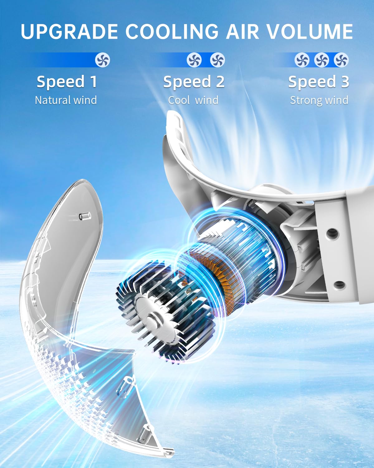 Zooy hands free personal fan ultrathin design for gym office and travel