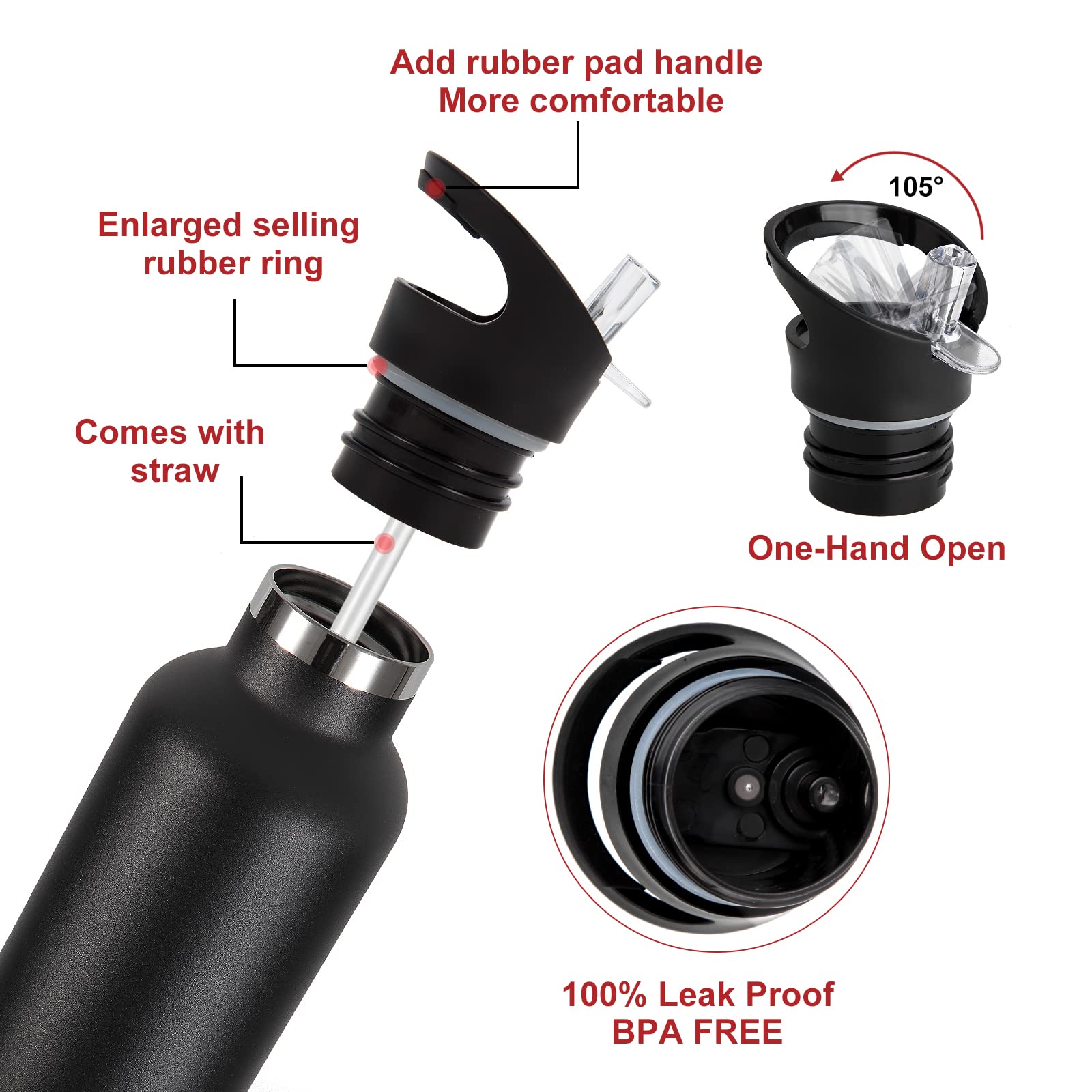 Neihepal 24Oz Insulated Water Bottles Bulk 8 Pack,Stainless Steel Double Wall Sport Bottle