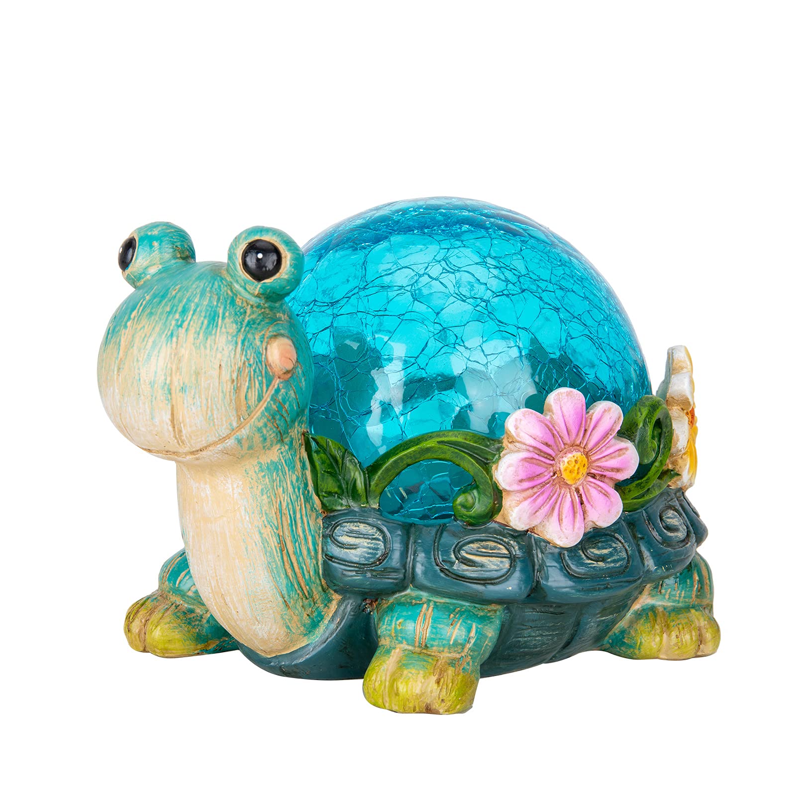 Taman Garden Turtle Statue Outdoor Decor - Resin Outdoor Figurine Glass Solar Lights Indoor Outdoor Decorations Patio Lawn Yard Art Ornaments