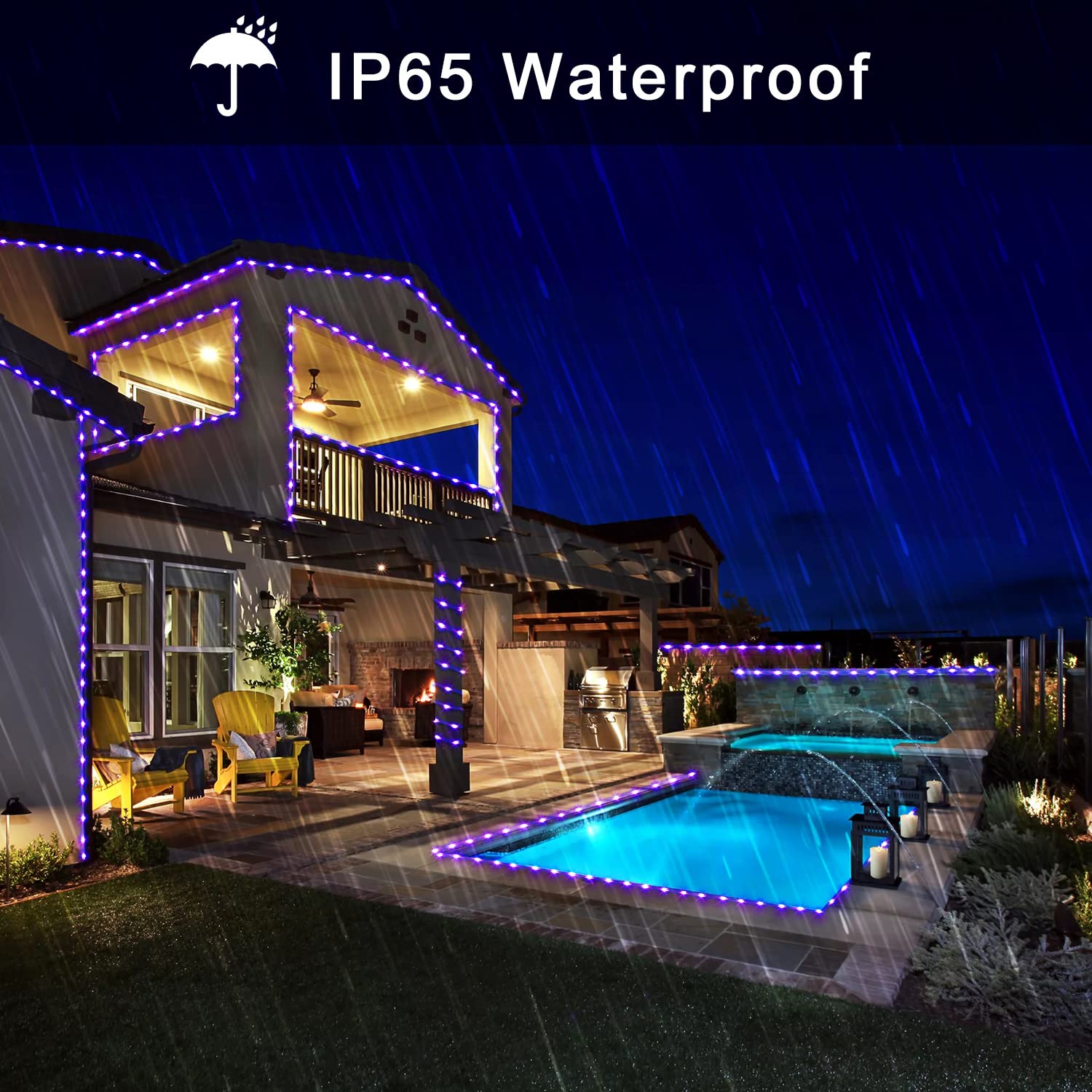 Jmexsuss 8 Modes Solar Powered Light Rope,39.4 Ft 120 Led Outdoor Solar Rope Lights,Waterproof Solar Purple Halloween Lights Rope For Garden,Fence, Yard, Party,Halloween, Christmas Tree Decor(Purple)