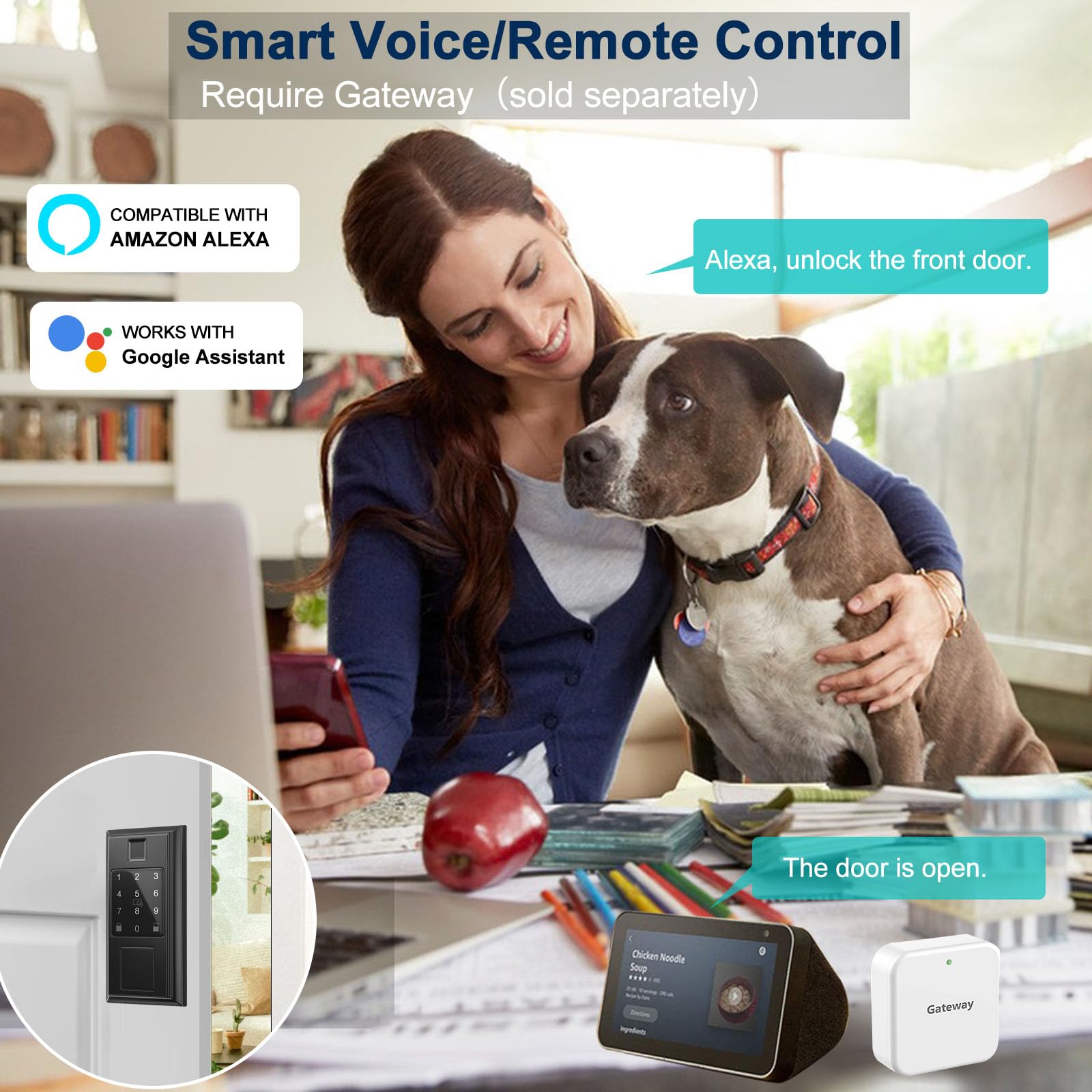 Yytdzsw Smart Locks For Front Door With Handle Knob Set, Keyless Entry Door Lock, Fingerprint & App Control, Touchscreen Keypad Deadbolt, Auto Lock, Matte Black