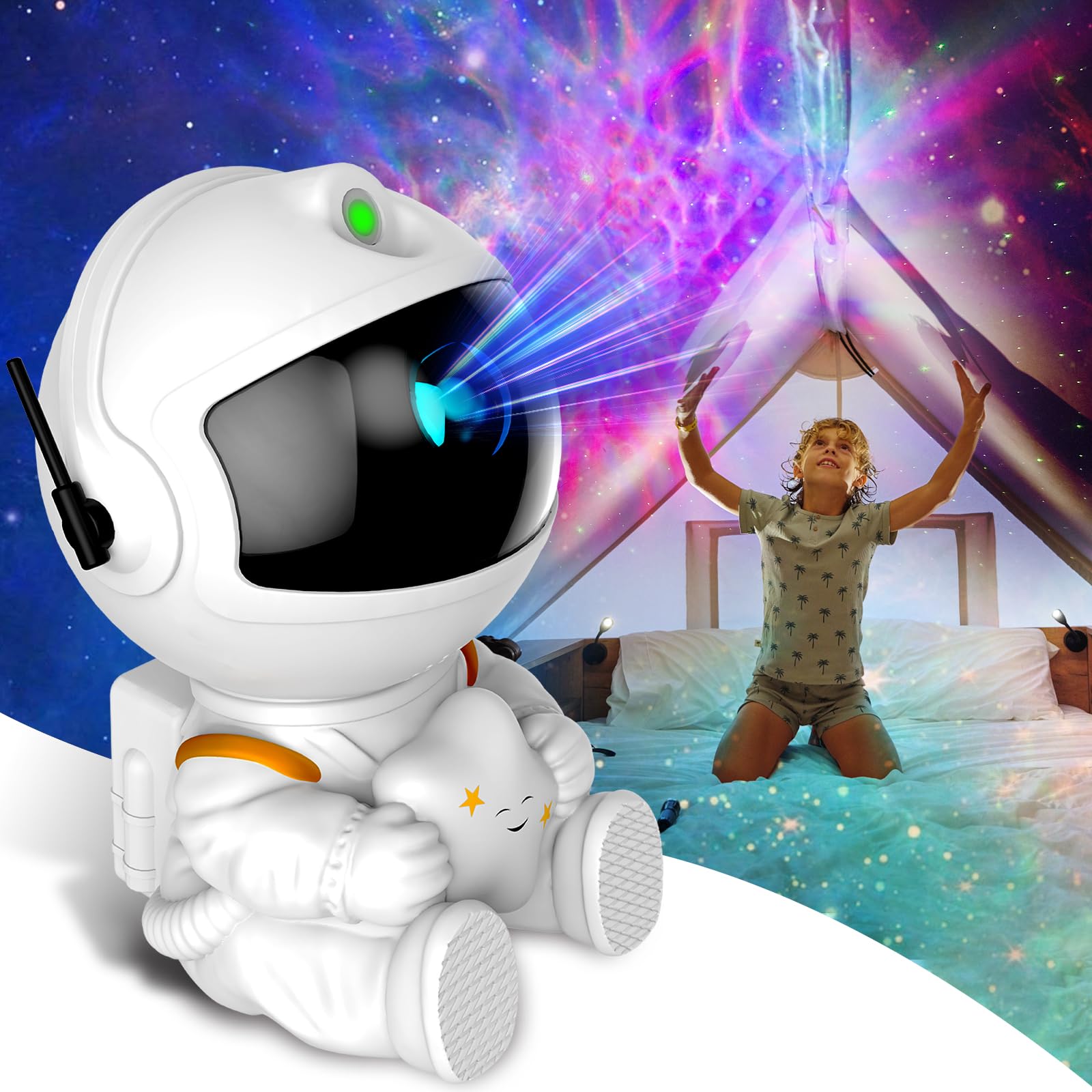 Fssqbflc Astronaut Galaxy Projector, Star Projector Galaxy Light, Night Light For Kids, Nebula Ceiling Led Lamp, Room Decor, With Timer And Remote, For Birthdays