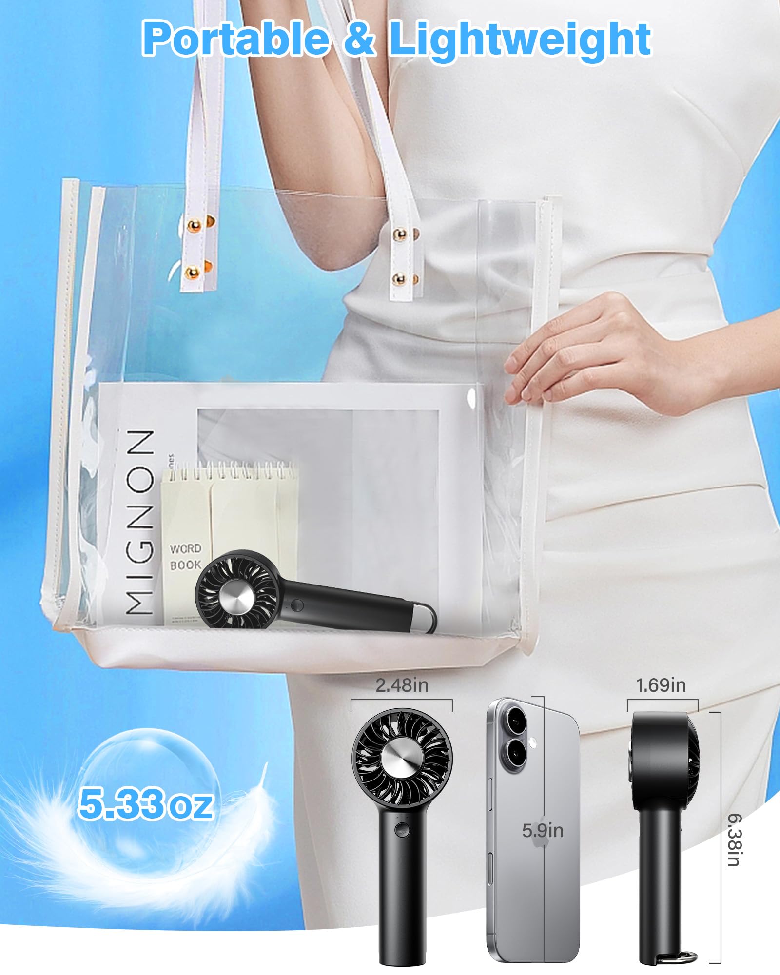 Portable Ice Cooling Handheld Fan With Cooling Compress, Usb Rechargeable Personal Turbo Mini