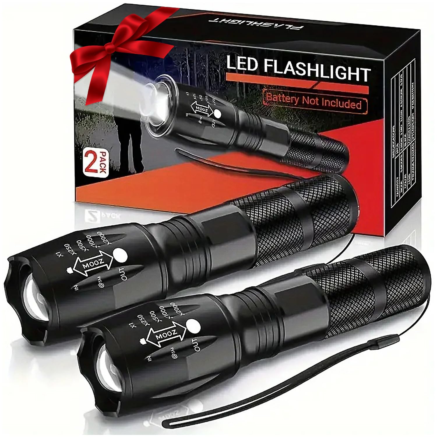 Hyvczp Led Flashlights - Mini Camping Flashlights With 2000 High Lumen, 5 Modes, Zoomable Beam - Powerful, Bright, And Portable Handheld Flashlight For Camping Gear, Hiking, Walking (2)
