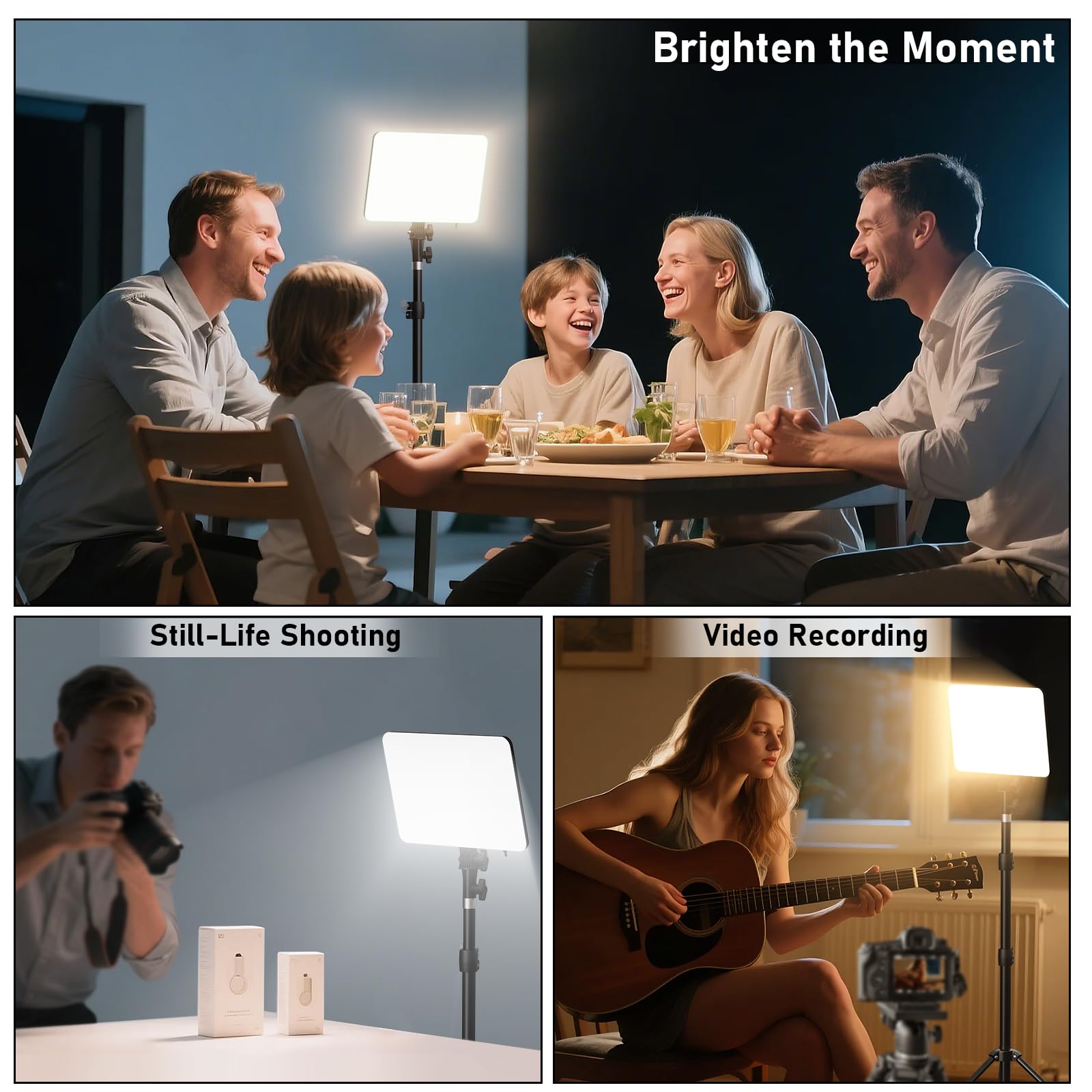 Anautin 30W Photography Lighting Kit, 2-Pack Led Video Lighting For Video Recording, 3700Lux Studio Lights With Tripod Stand For Photography, Streaming, Gaming, Podcast, Filming, Vlogging