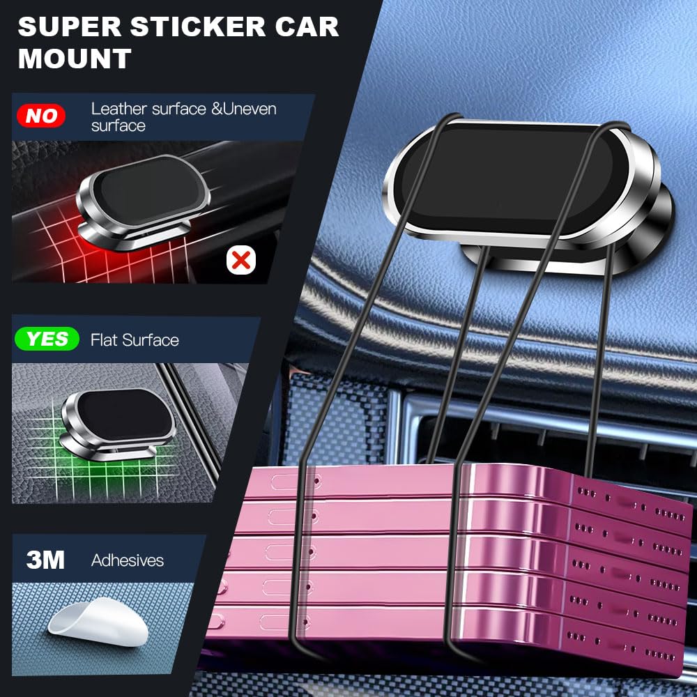 Axfee Magnetic Phone Holder For Car, 【 8X Magnets】 Strong Car Mount, 360° Adjustable Car Phone Holder Mount, Dashboard Car Mount Compatible With Samsung Iphone Etc All Smartphones (2 Pack)