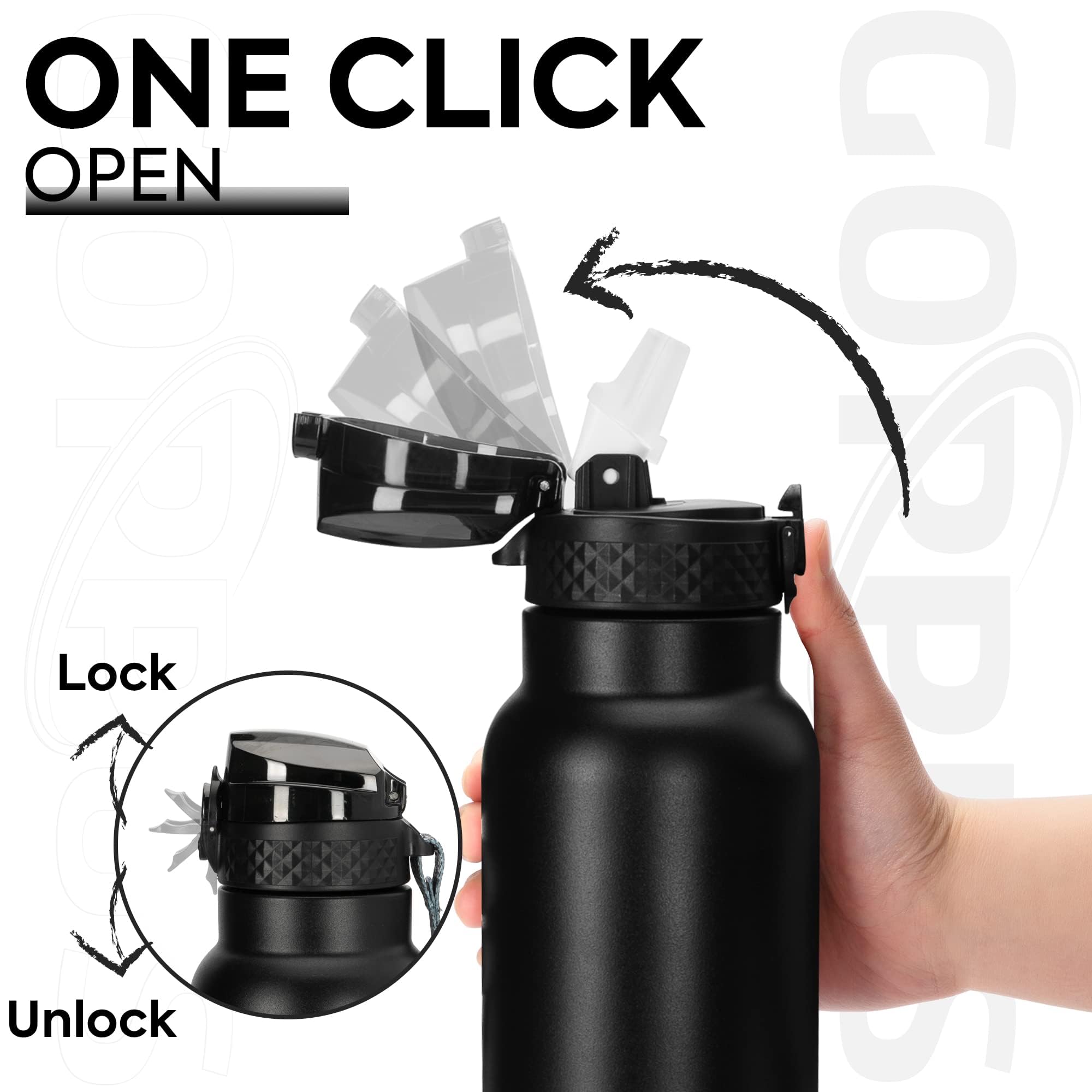 Goppus 24 Oz Insulated Double Wall Vacuum Water Bottle With Straw Stainless Steel Sports Water Cup