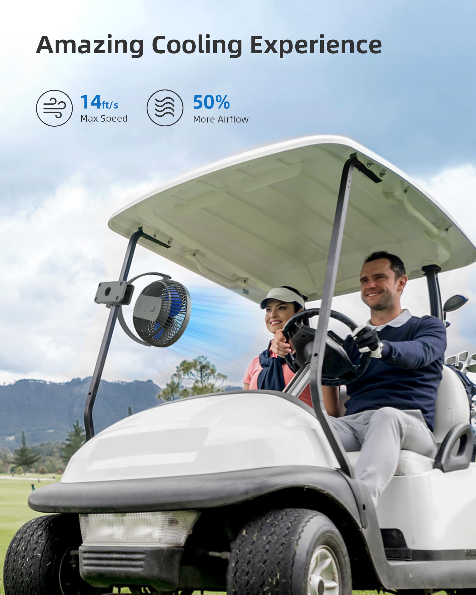 Koonie 10000Mah Rechargeable Portable 8-Inch Clip-On Fan, Usb Car Fan 4 Speeds, Sturdy Clamp