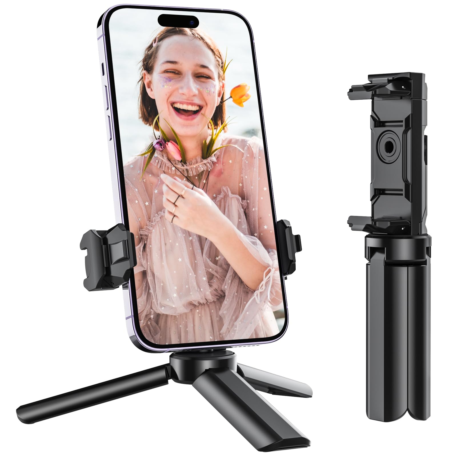 Anozer Mini Tripod, Small Tripod With Universal Phone Holder & Cold Shoe, Lightweight Phone Stand Compatible With Iphone 14 Pro Max/14 Pro, Travel Tripod For Camera/Gopro/Webcam/Mini Projector