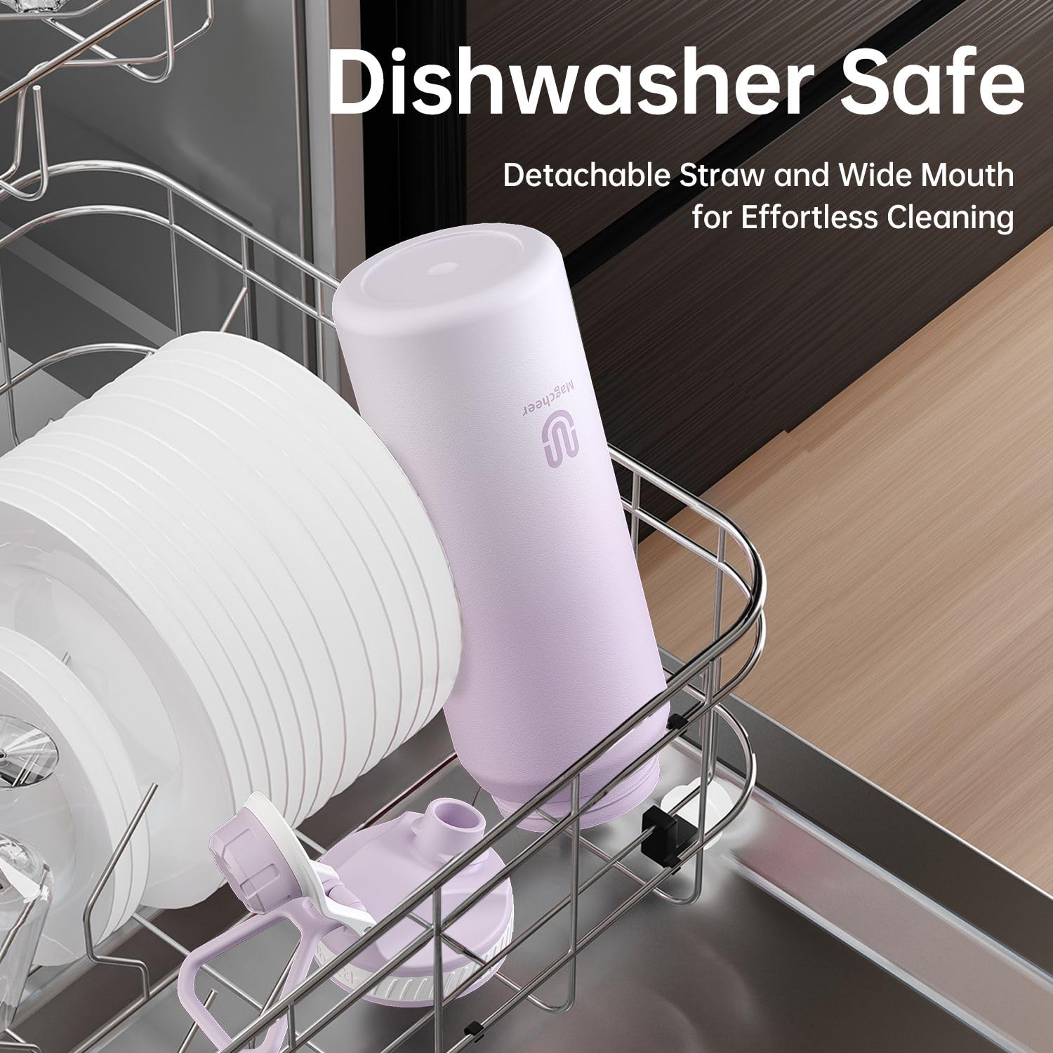 32Oz Insulated Water Bottle With Straw  Double-Wall Vacuum Stainless Steel, Wide Mouth Design