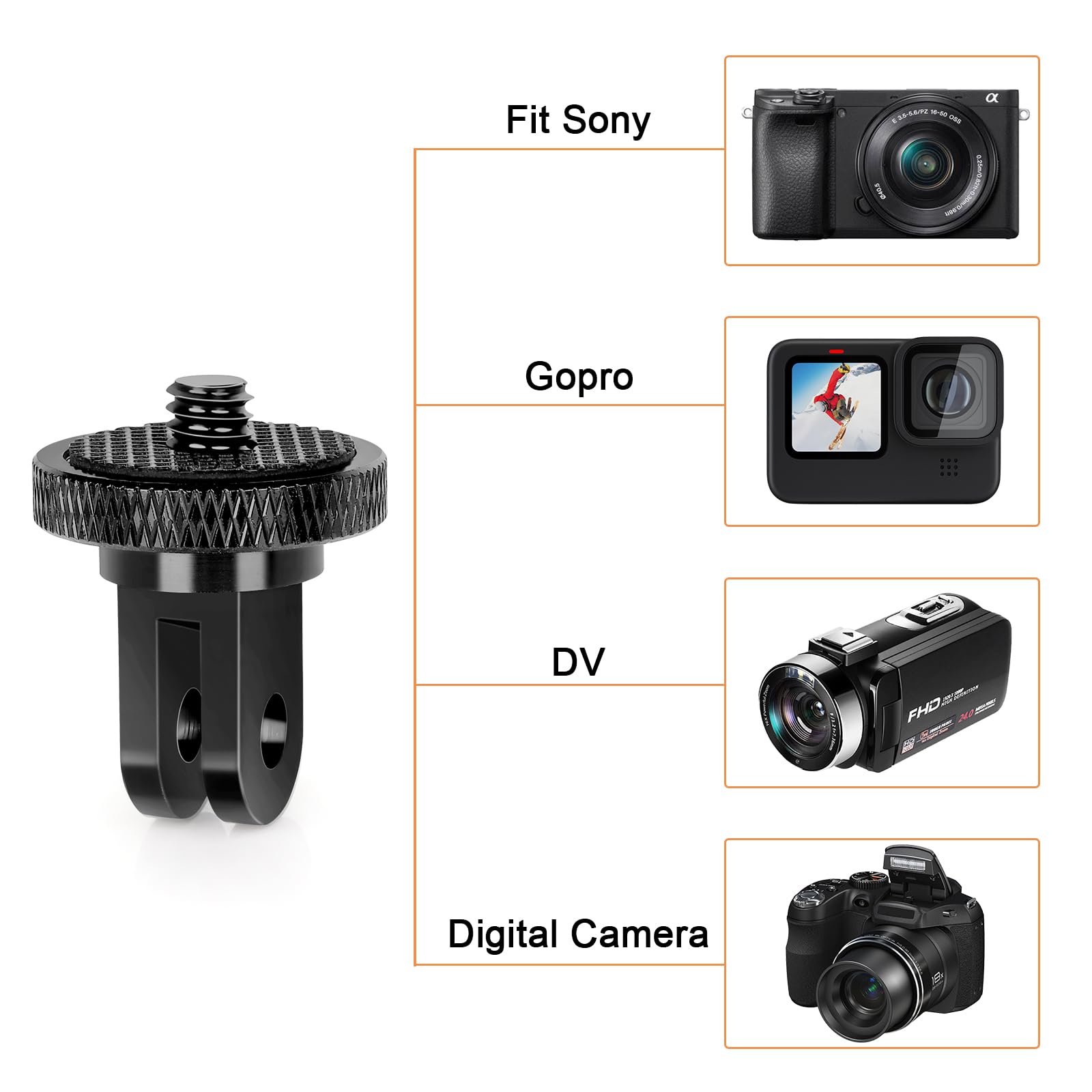 Anwenk Tripod Mount Adapter For Gopro, Camera 1/4”-20 Tripod Mount For Insta 360/Gopro Hero/Sony Xiaomi Yi Sjcam Action Cameras And Other Standard 1/4 Accessories