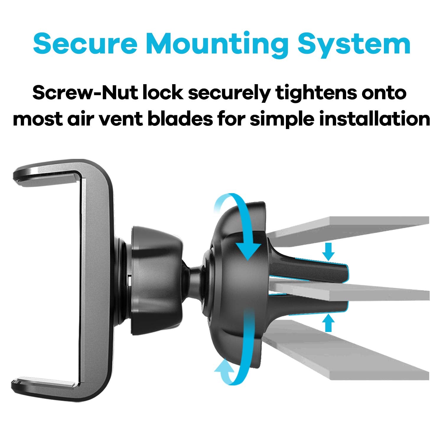 Apps2Car Adjustable Car Vent Phone Mount, With Expandable Spring-Loaded Grip, Universal Strong Hold Air Vent Cell Phone Holder For Car With Super Sturdy Grips, Fit With Iphone And Other Android Phones