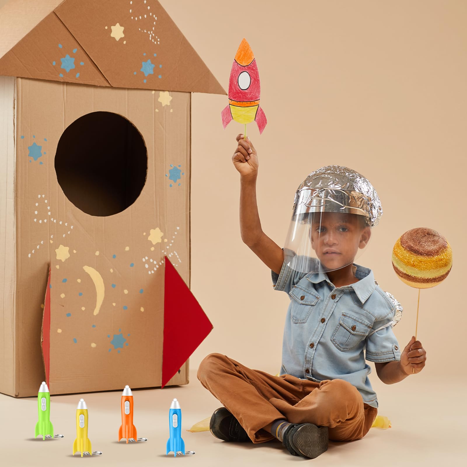 Hcewsbfd 320 Pcs Helicopter Mini Flashlight Keychain,Rocket Led Flashlight, Mini Flashlights In Bulk Colorfulsmall Led Flashlight Keychain Astronaut Party Favors For Kids