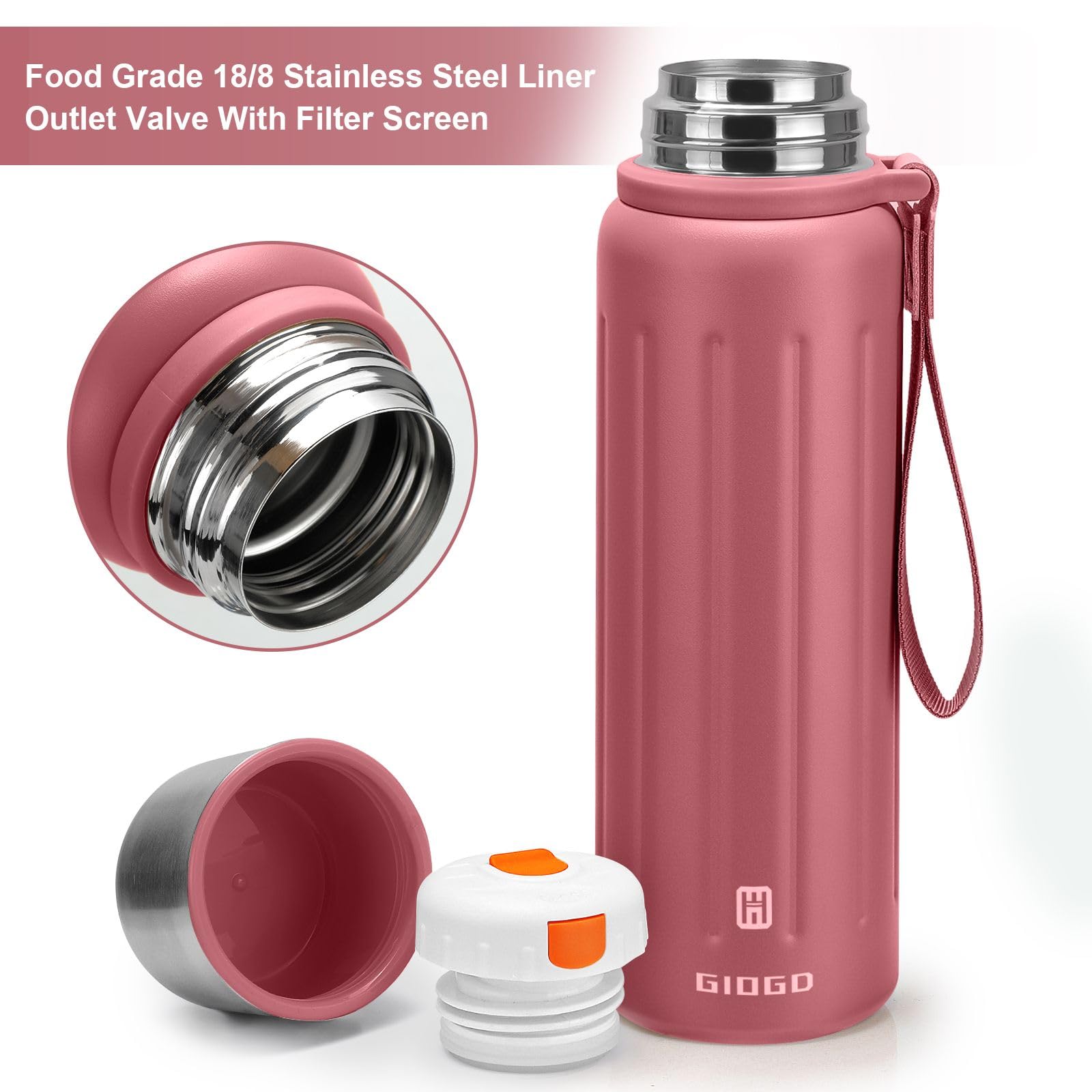Vacuum Insulated Bottles With Cup 800Ml/27Oz Stainless Steel Hot Thermo Bottles For Cold