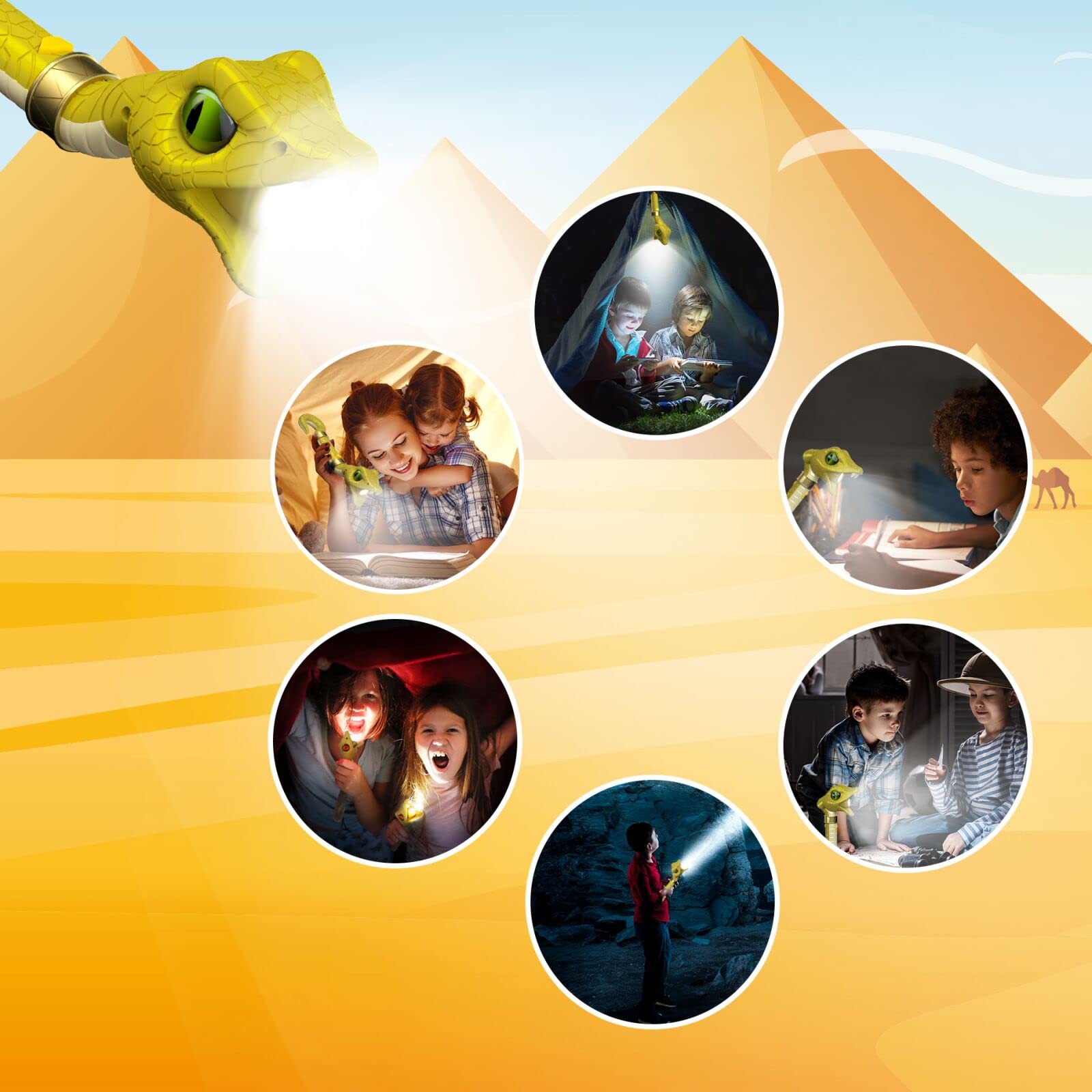 Cosoos Rechargeable Flashlight For Kids, Hiss & Music Mode, Kids Flashlight Toys, Outdoor Camping Gear Accessories, Christmas Stocking Stuffer For Kids 3 4 5 6 7 8 9 Years Boys Girls