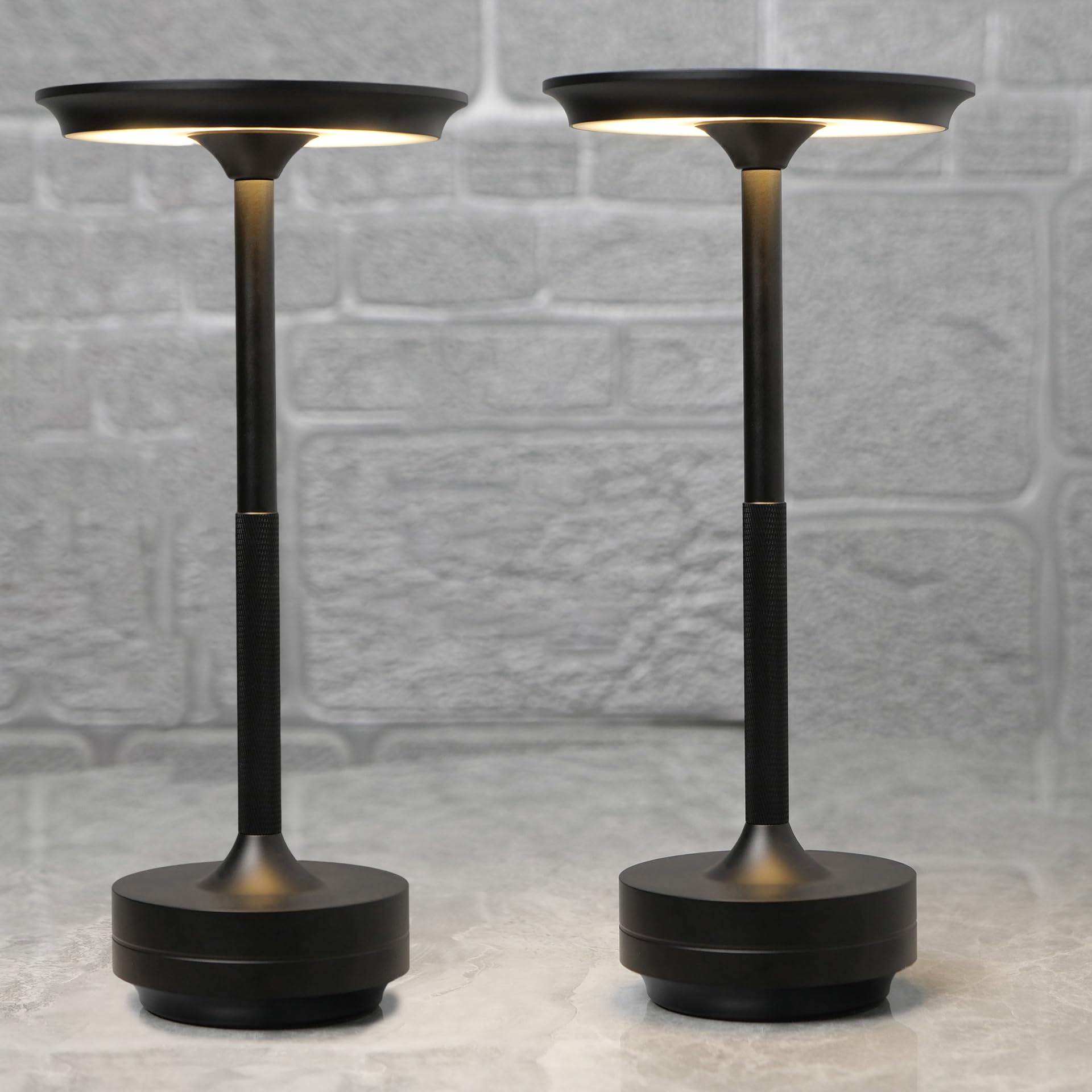Jsxl Black Rechargeable Cordless Table Lamp, Battery Operated Table Lamp, Stepless Dimming Small Table Lamp, Led Table Lamps For Indoor/Outdoor, Living Room Kitchen Patio, 2 Pcs