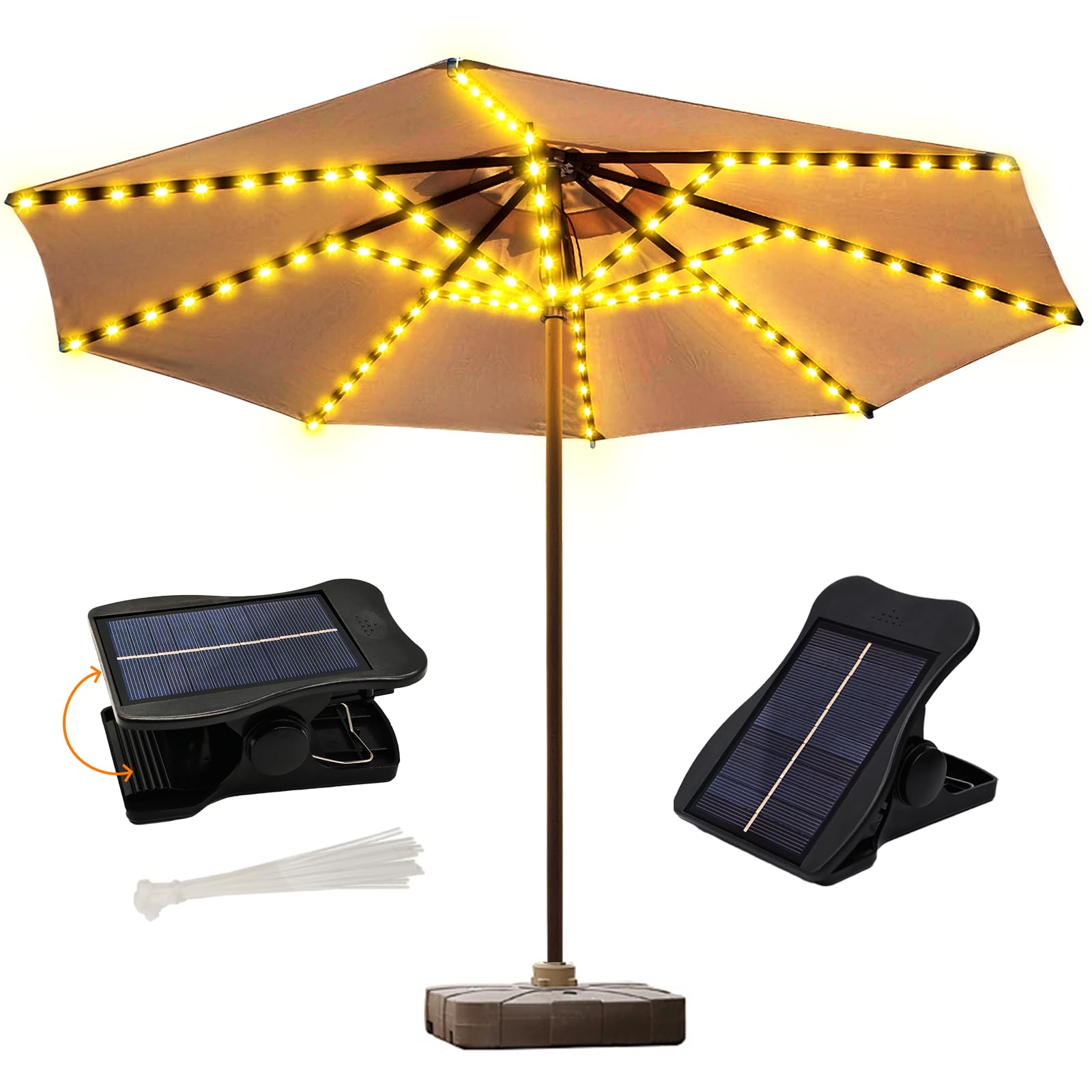 Znycye Solar Umbrella Lights, Patio Umbrella Lights Outdoor With 8 Modes 3V Solar Panel Clip 112 Led Outdoor Waterproof For Beach Deck Garden Camping Tents Party Decoration