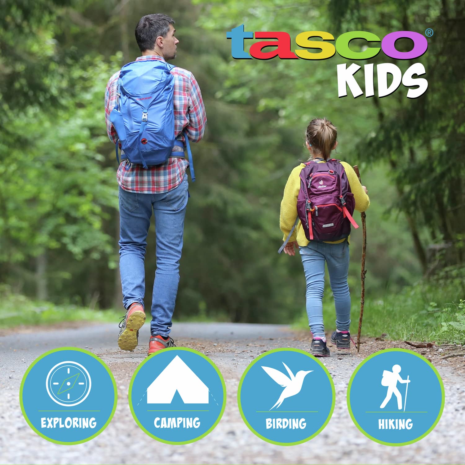 Tasco Kids Binoculars 8X21, Compact Binoculars For Kids Ages 3-12, Great For Adventures, Hiking, Camping, Travel, Bird Watching