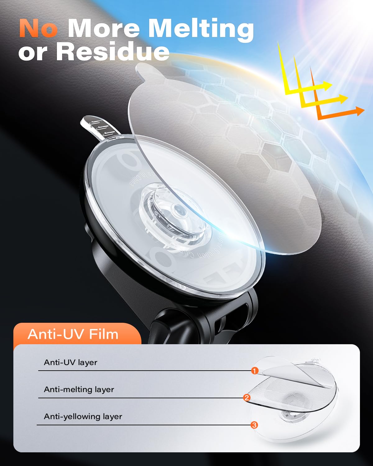 Apps2Car Cell Phone Holder For Car Dashboard Windshield Phone Mount For Car Long Arm Car Phone Holder Mount Strong Suction Cup Anti-Shake Stabilizer Compatible For Iphone, Samsung, All Smartphones