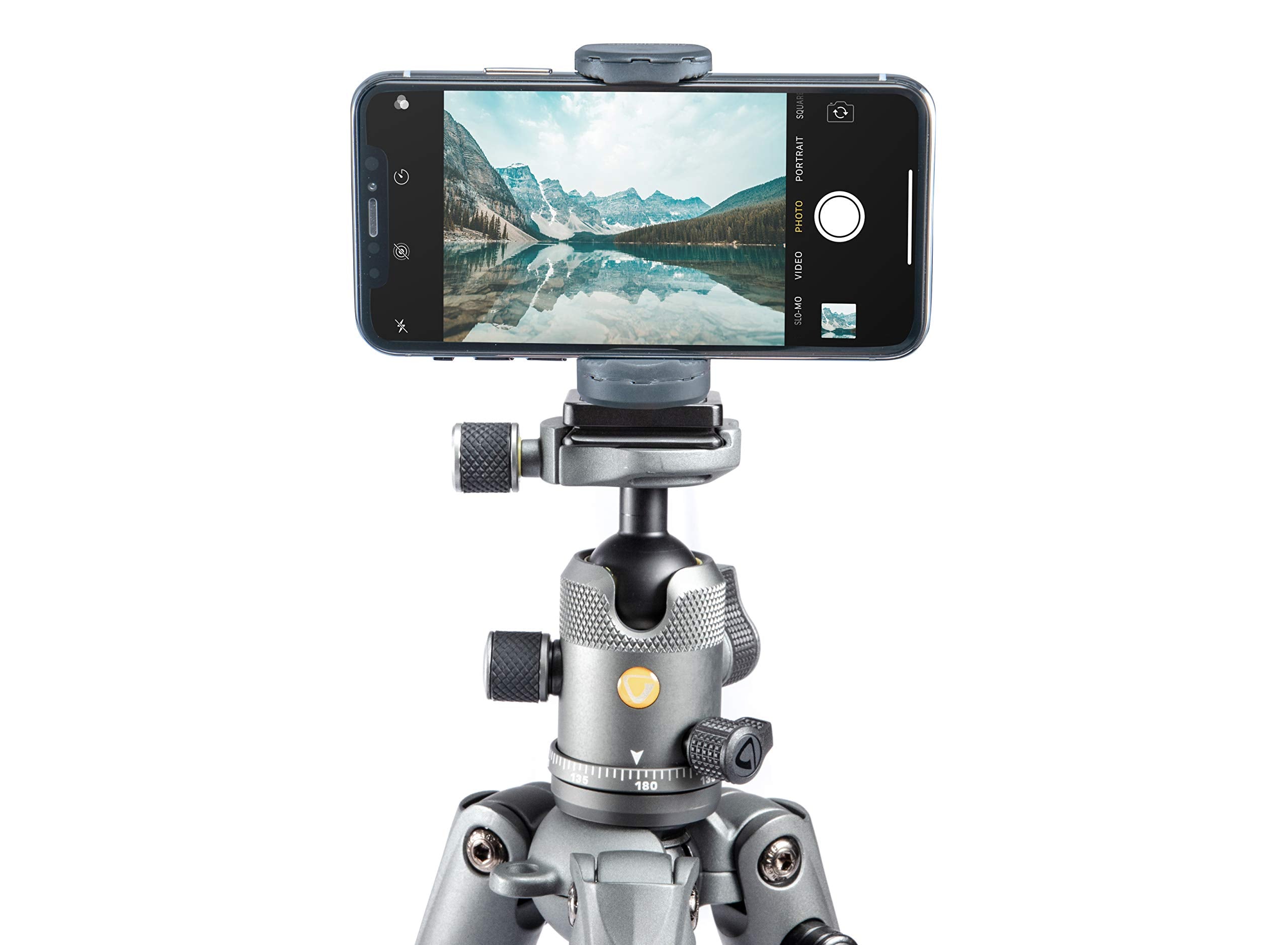 Vanguard Veo2S204Ab Aluminum Travel Tripod With Ball Head, Monopod Option, Smart Phone Holder, Spiked Feet, And Tripod Bag