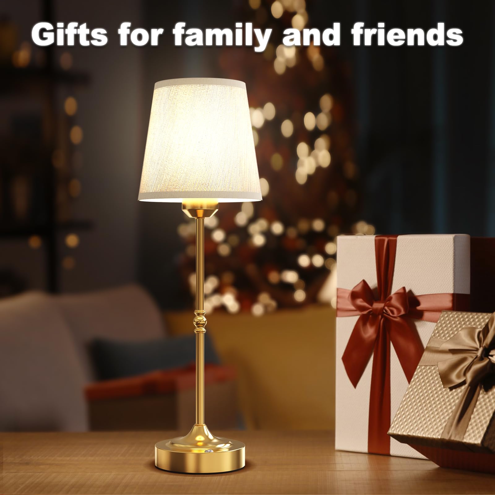Yoowarm Cordless Led Table Lamp With Dimmer, Cordless Table Lamp Rechargeable Gold,3 Level Brightness Stepless Dimming Touch Control Wireless Lamp For Bedroom Living Room Home Office Dorm, Bedside