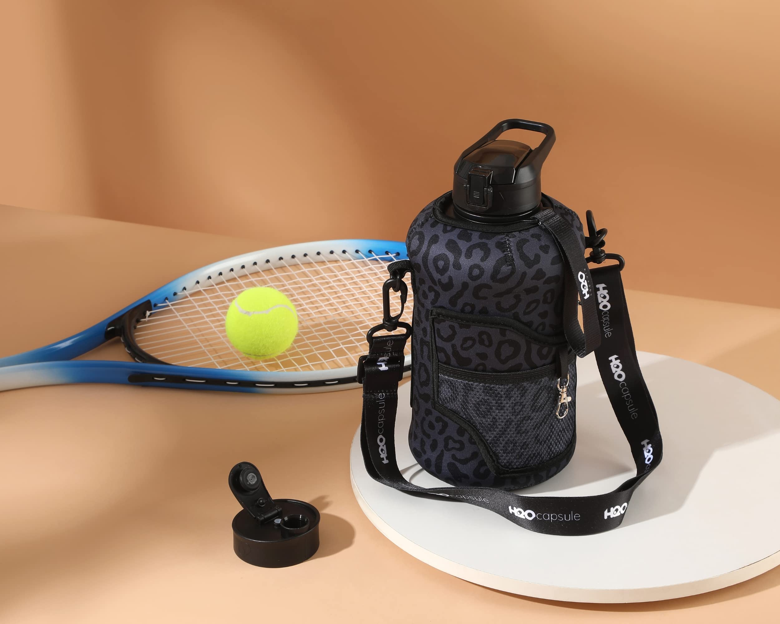 H2O Capsule 2.2L Half Gallon Water Bottle With Storage Sleeve And Removable Straw – Large