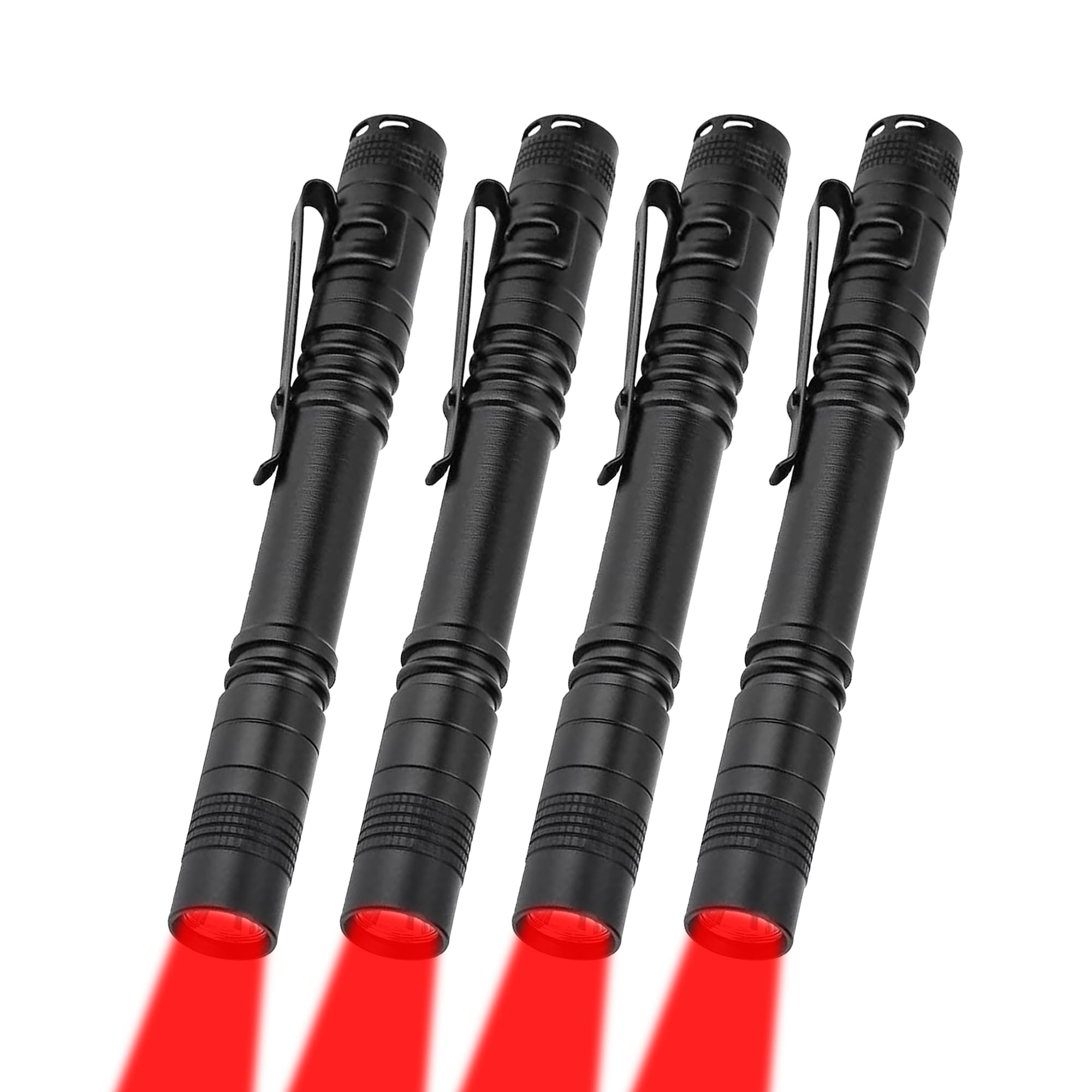 Gaigaimall Red Light Flashlight With Clip, Red Led Pocket Pen Light For Night Astronomy Aviation, 4 Pack