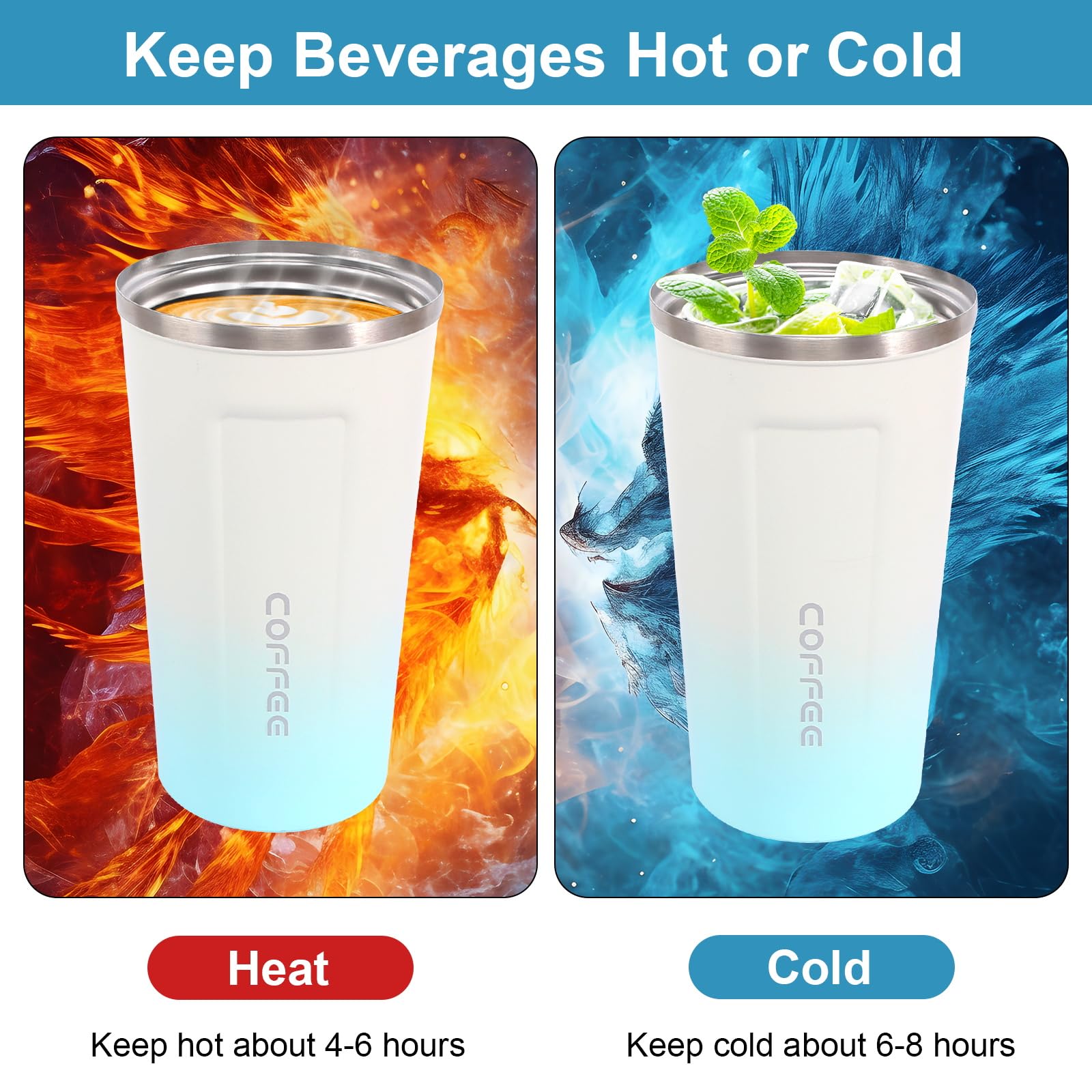 Stainless Steel Travel Coffee Tumbler 17 Oz Travel Coffee Mug With Lid, Insulated Coffee Mug