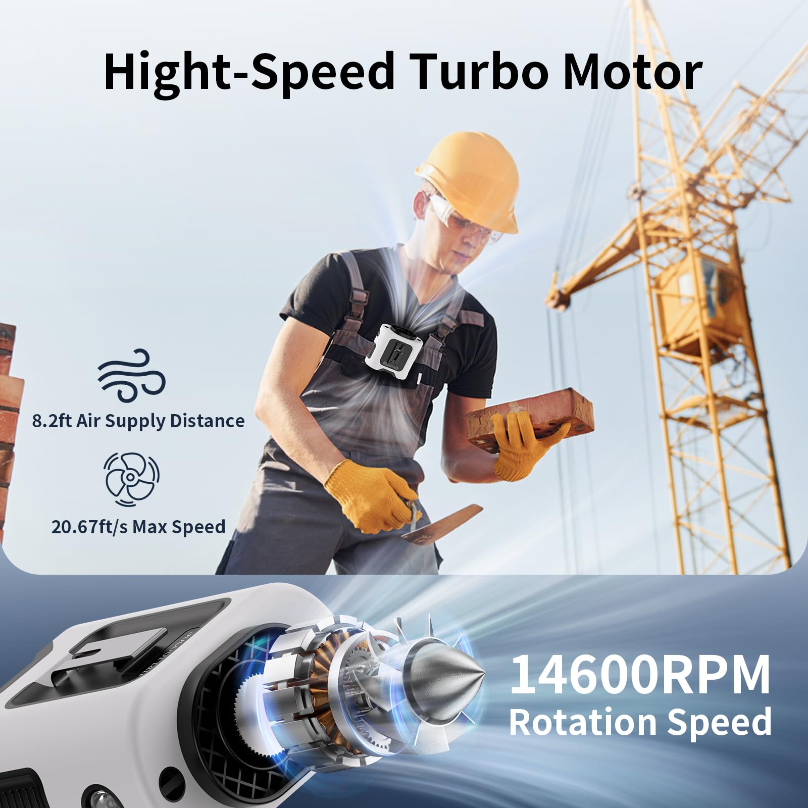 Socool 14500Mah Portable Waist Fan Clip On Belt 360 Rotation Wearable Rechargeable Personal Shirt