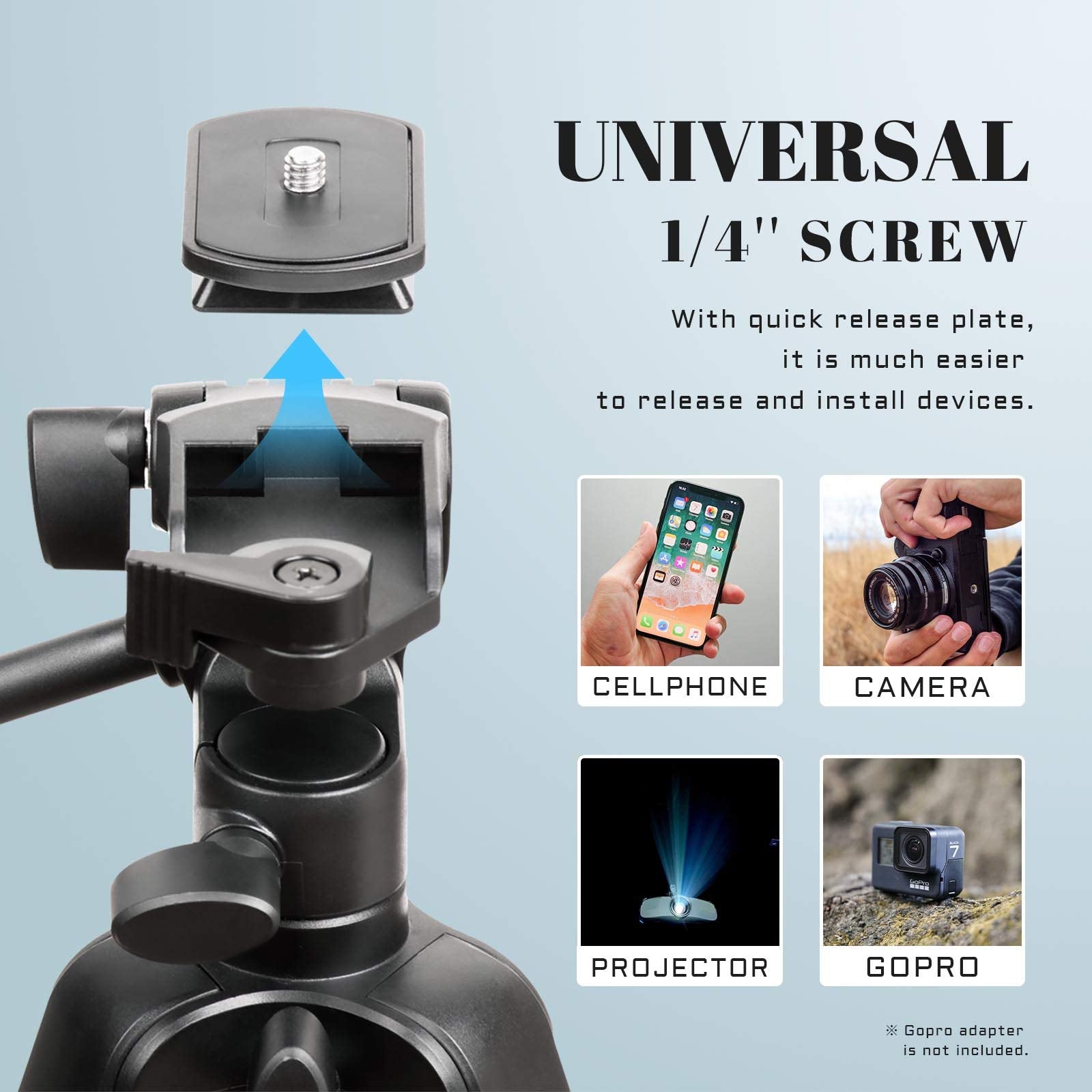 Apeocose 55" Tripod For Iphone With Quick-Release Plate, Lightweight Cell Phone Tripod Stand, Portable Travel Camera Tripod With 360 Degree Rotatable Phone Mount Holder & Wireless Remote Shutter