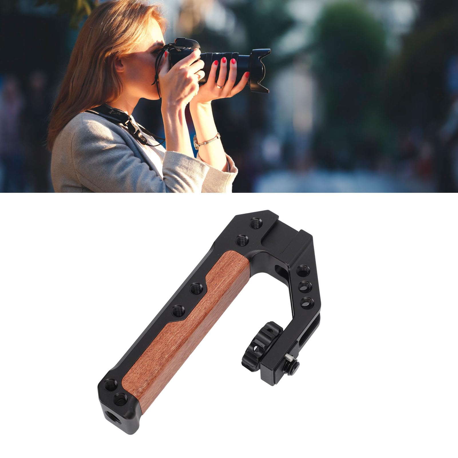 Yunseity Camera Top Handle With 3 Cold Shoe Ports, Easy Installation, Multi Functional Interface, Accurate Machining, Comfortable Grip And Low Angle For Dslr Camera Cage