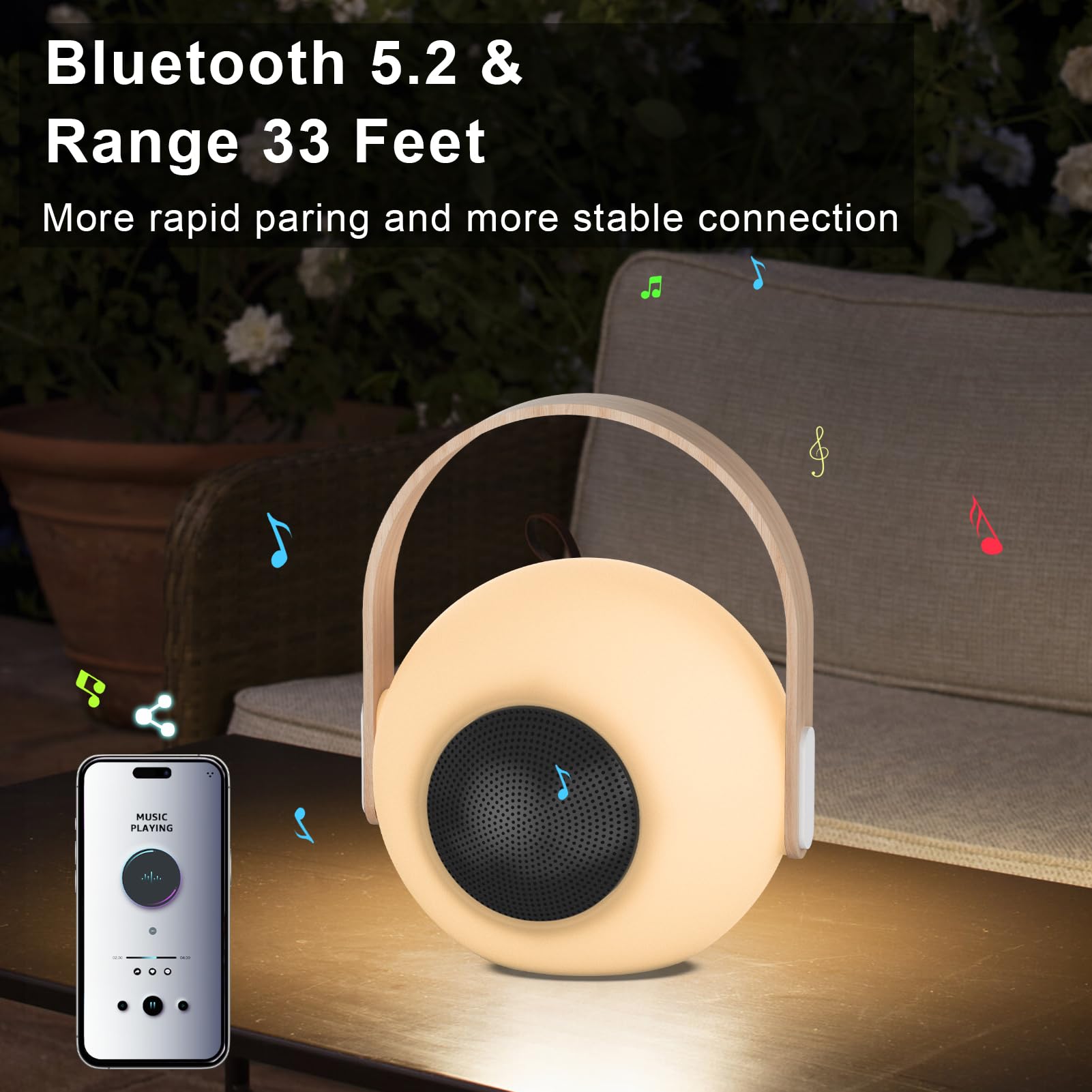 Uuffoo Table Lamp Shower Lamp With Speaker Patio Cordless Outdoor Speaker With Lights Rgb Ip44 Ideal For Patio Pool Party (White B)