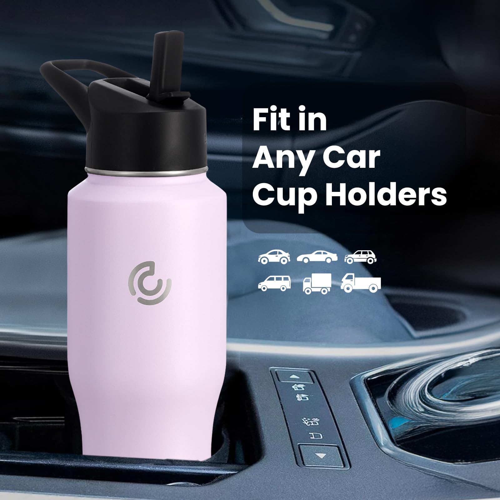 Coktik Water Bottle Insulated, 32Oz Water Bottles Straw Lid, Spout Lid, Cold For 36 Hrs