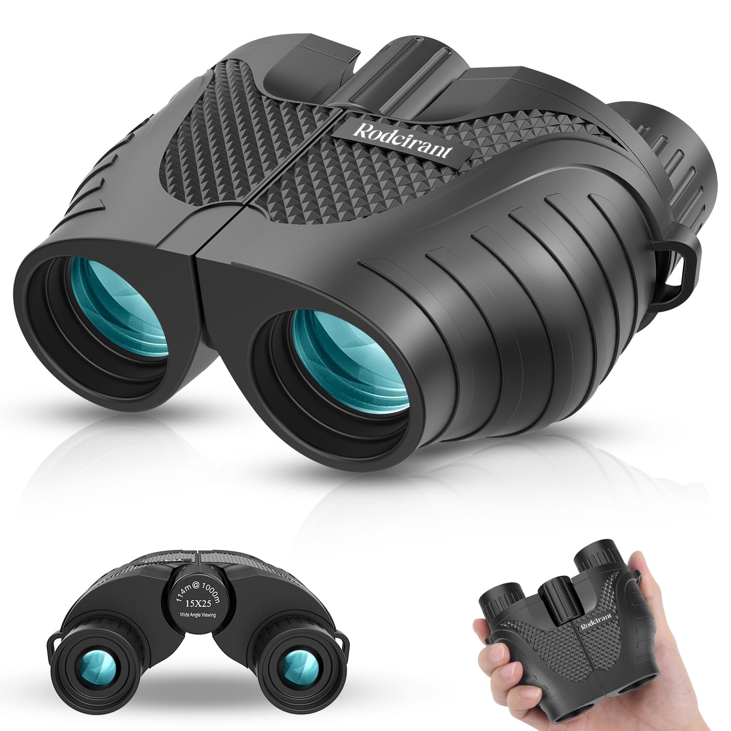 Rodcirant Binoculars 15X25 For Adults,Waterproof Durable & Clear Binoculars With Low Light Night Vision For Sightseeing,Concerts And Bird Watching