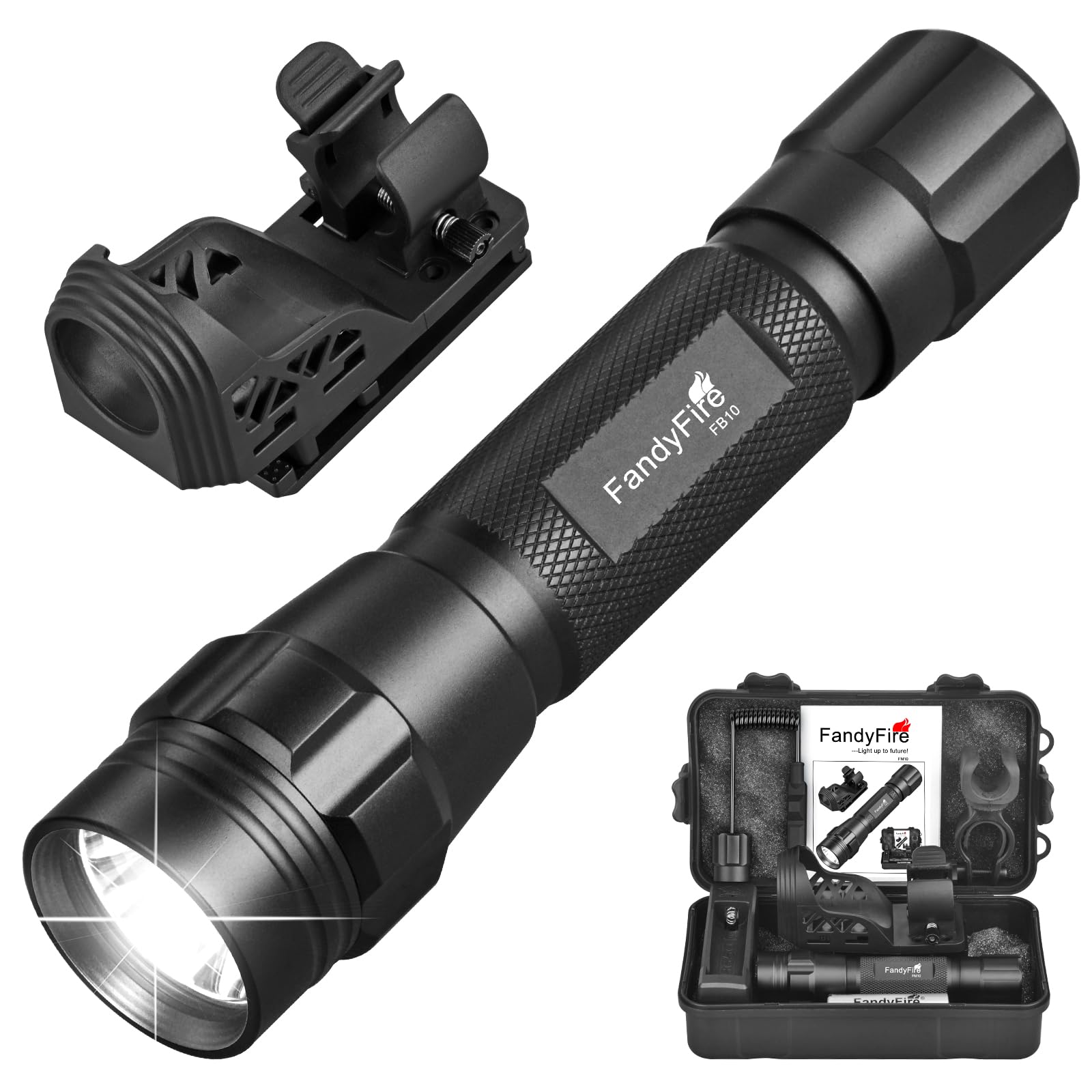 Fandyfire Police Flashlight With Holster For Duty Belt,800 Lumens Tactical Edc Flashlight With Holder,Single Mode Bright Law Enforcement Flash Light Set Fb10