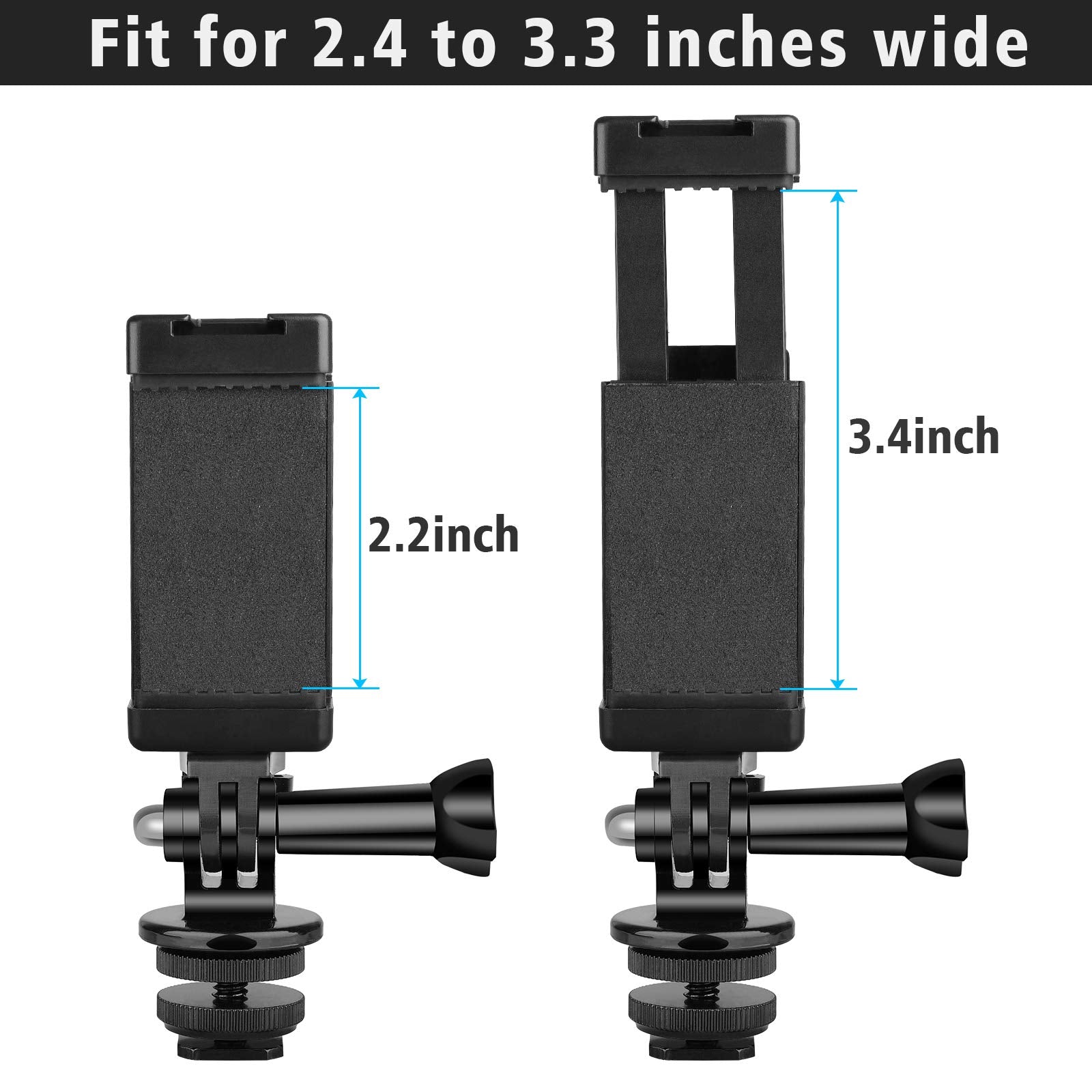Anwenk Phone Holder Hot Shoe Mount Adapter With Cold Shoe Mount For Microphone/Flash Light Compatible With Gopro Hero Dji Osmo Action Camera Smartphone, Attach On Dslr Camera/Ring Light/Tripod