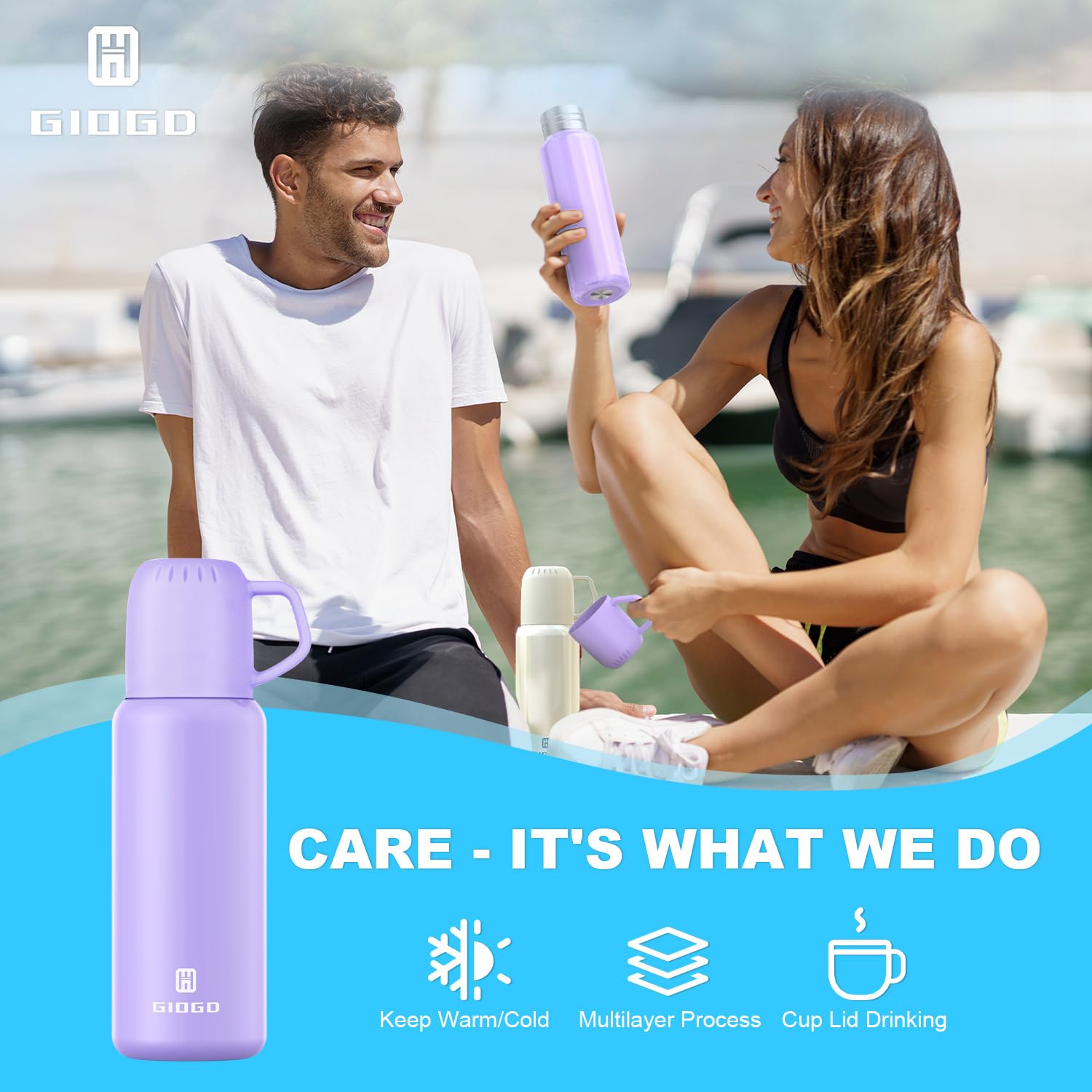 Vacuum Insulated Water Bottle Thermo With Cup 648Ml/22Oz Stainless Steel Thermal Water Bottles