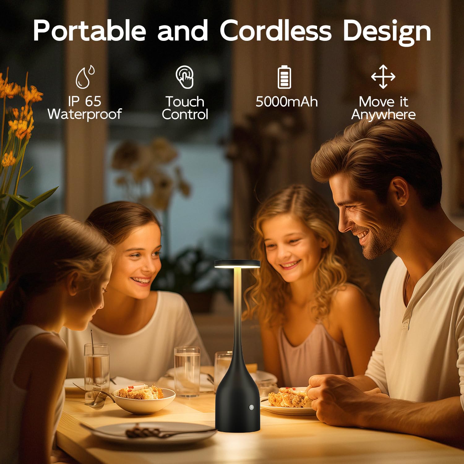 Yogaret Cordless Table Lamps Set Of 2,Small Rechargeable Lamps Battery Operated Lamp Waterproof For Outdoor Patio,Home Dinner,Restaurant Dining,Bar,Portable Wireless Led Table Light 3 Way & Stepless Dimmable