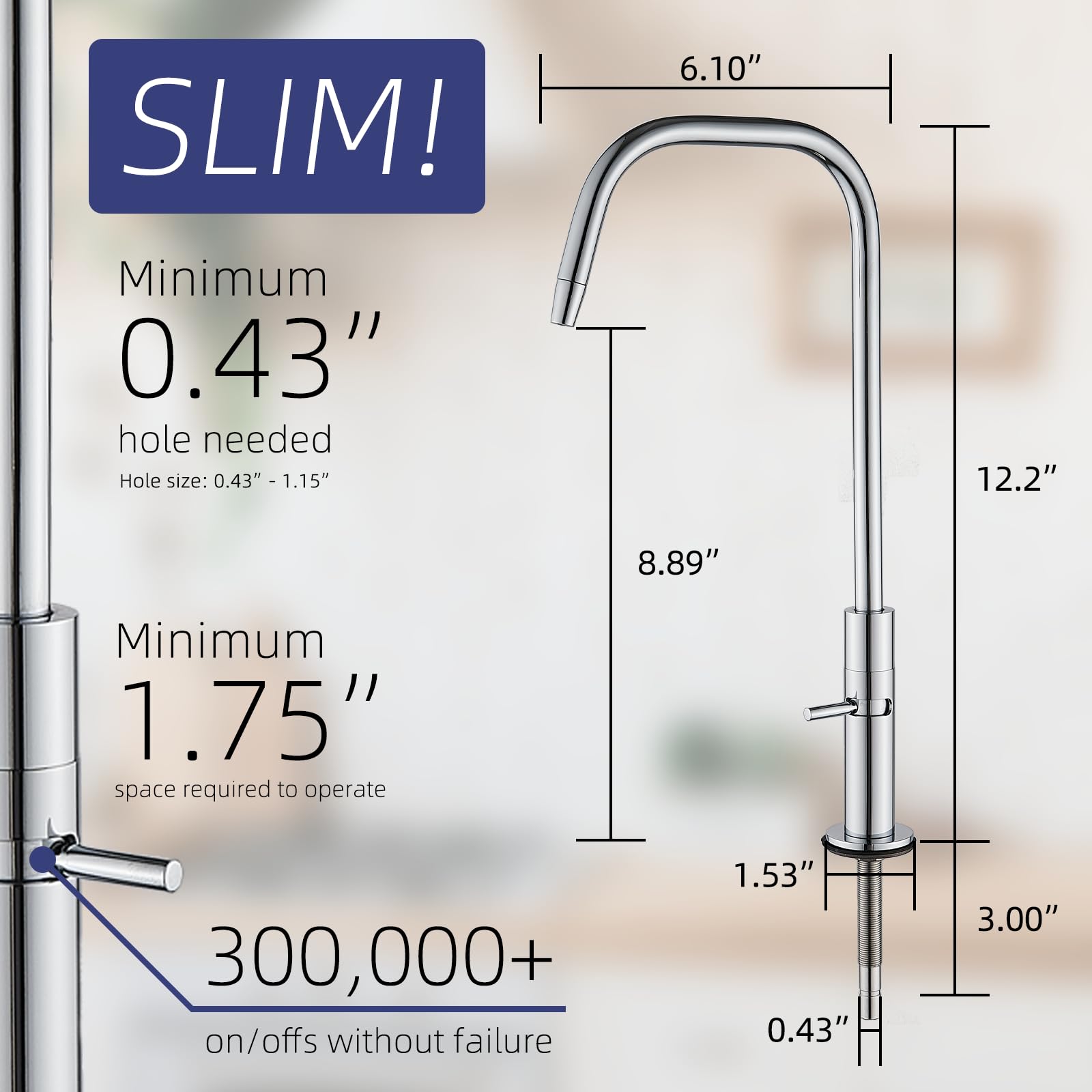 Zhibai Drinking Water Faucet For Kitchen Sink,Pure Water Filter Faucet Stainless Steel For Reverse Osmosis And Water Filtration System, Lead- Non-Air Gap Ro Faucet, Versatile Slim Faucet, Sliver