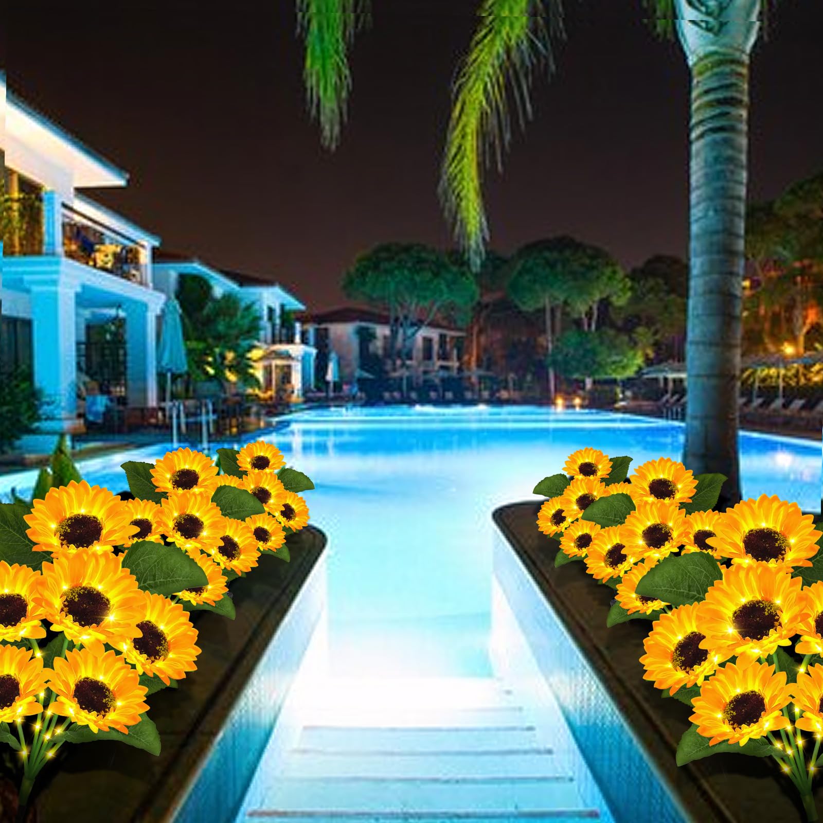 Vookry Solar Garden Lights Outdoor, 6 Pack Sunflower Lights With 36 Real Looking Flowers, Waterproof Summer Garden Decor Solar Flowers For Yard Bakcyard Patio Flowerbed Yard, Gift For Mom Women