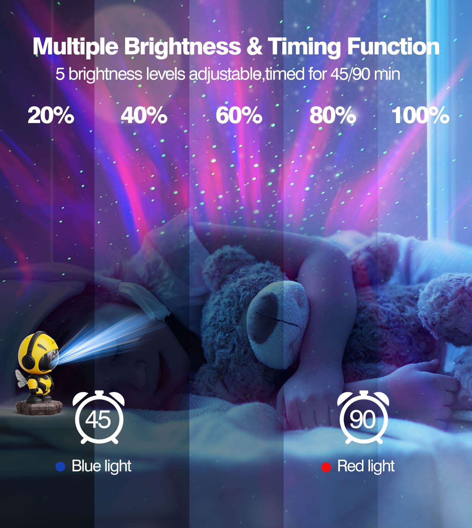 Zganva Astronaut Galaxy Projector,Astronaut Star Bee Projector,Nebula Ceiling Led Night Light For Kids With Timer Remote,Adjustable Flowing Light Starry Projector For Bedroom,Room Decor
