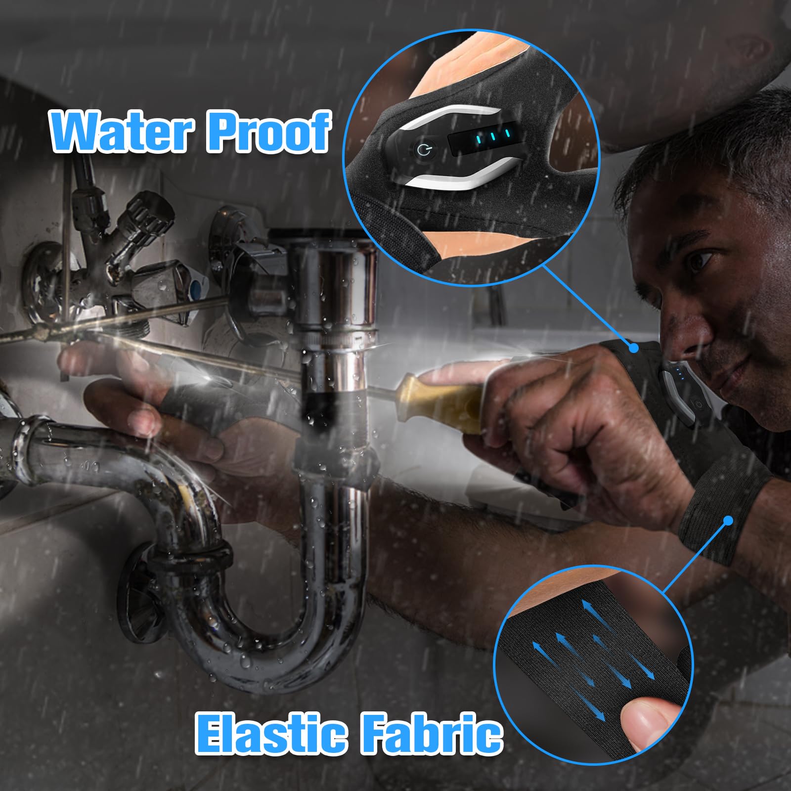 Hinshark Fathers Day Dad  From Daughter Son Wife, Led Flashlight Gloves Rechargeable, Fathers Day Cool  For Dad, Anniversary Birthday Mens  For Men Husband Grandpa, Camping Fishing