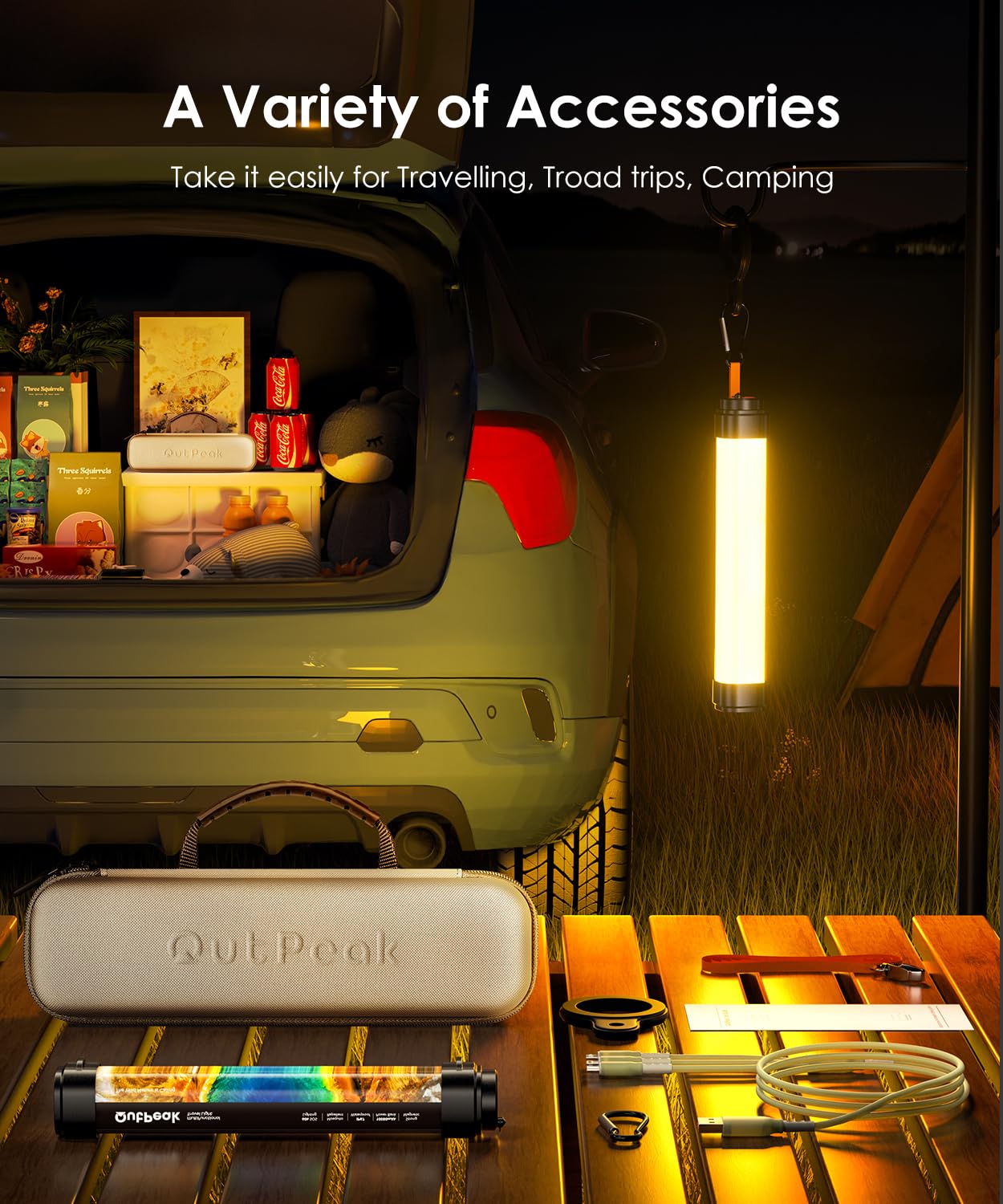 Outpeak 10050 Capacity Flashlight Strong Light  Multifunctional Super Bright Camping Tent Rechargeable Treasure Outdoor Power Outage Camping Emergency Light Home Usb Charging