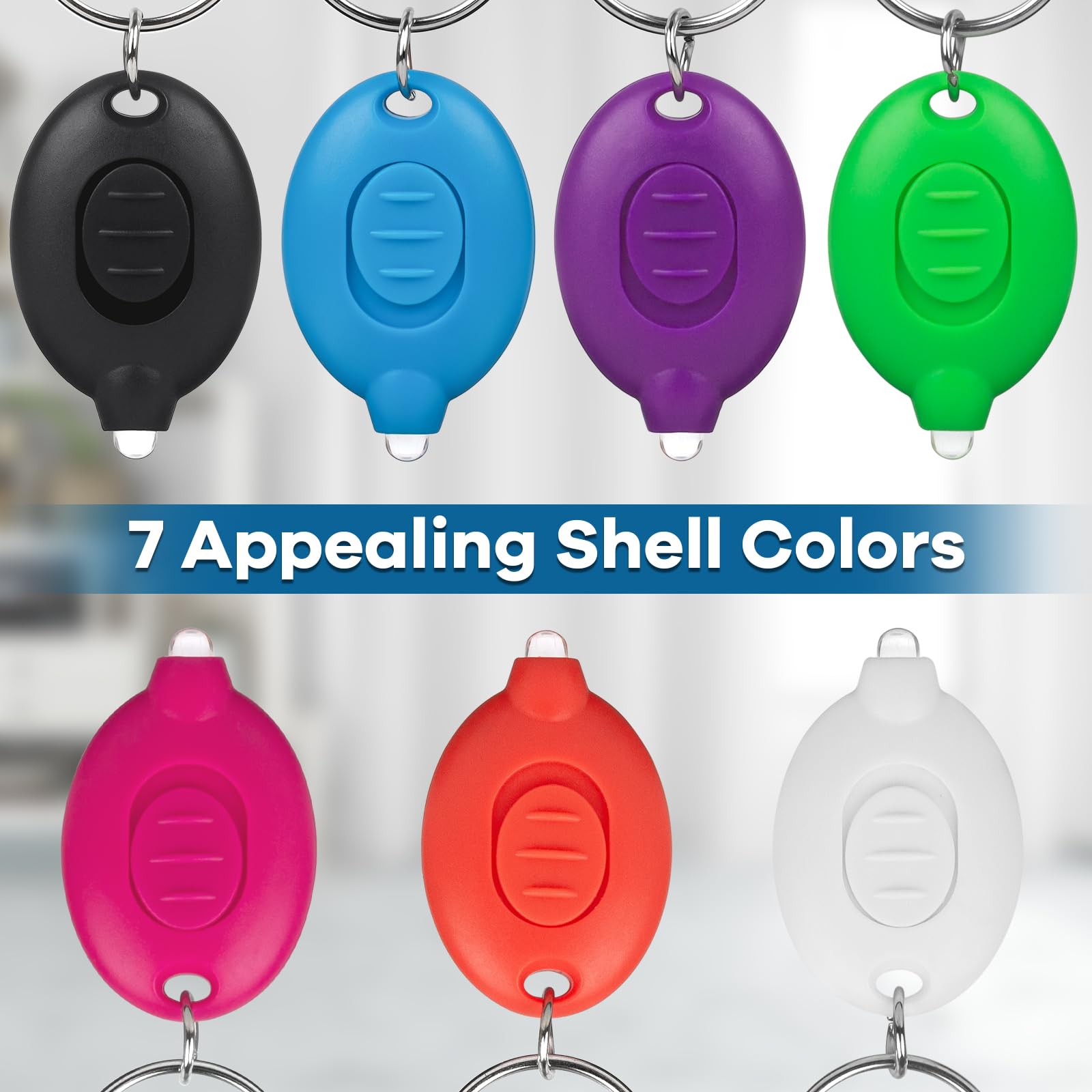 Uaimvie 7 Pcs Led Keychain Flashlight Mini Keychain Light Ultra Bright Tiny Flashlight Small Portable Light Battery Powered With Key Ring For Outdoor Activities And Emergency Lightning, 7 Colors Of Shells