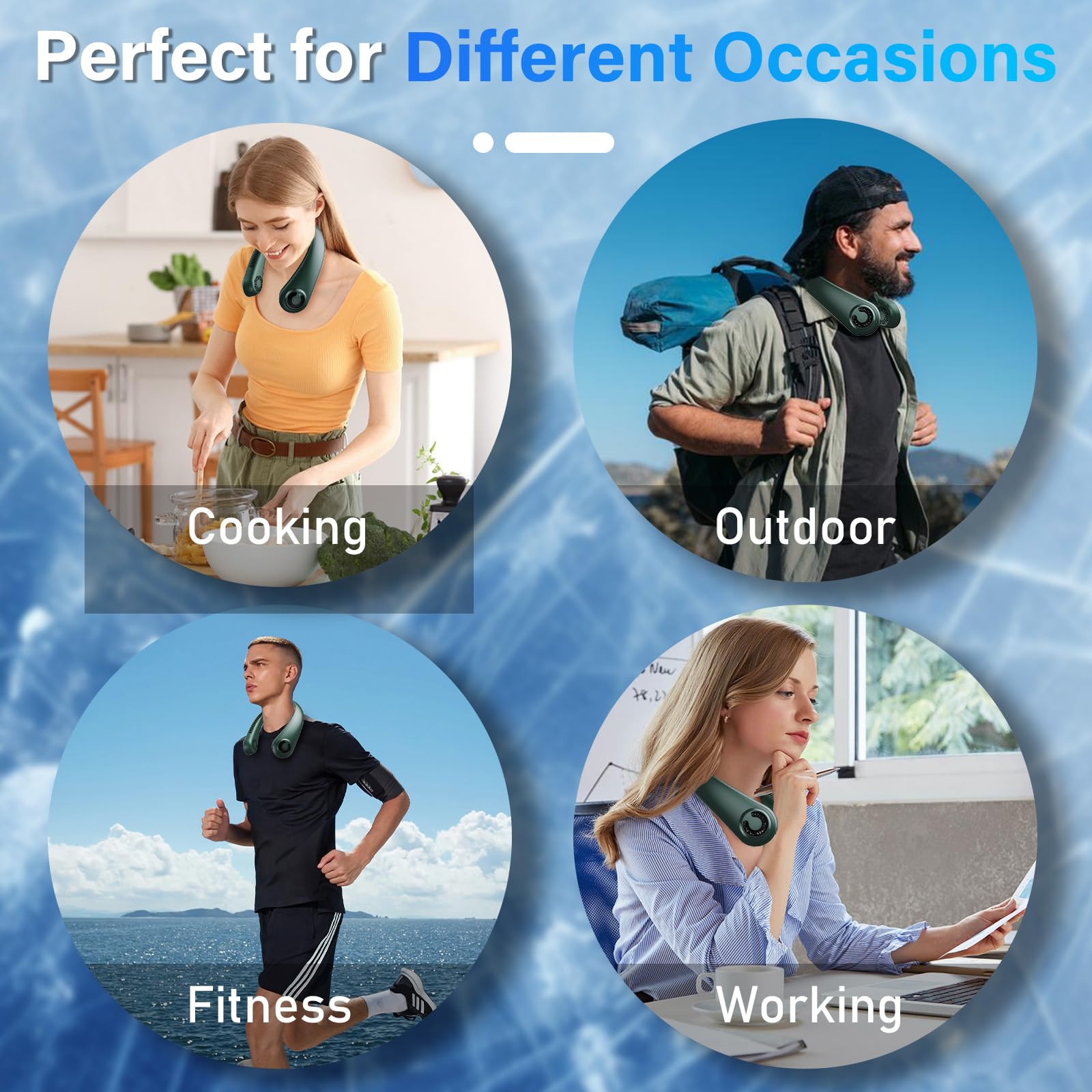 Neck Fan - Portable Neck Fan With Neck Support, 5 Speeds, All Around Airflow, Hand-Free Bladeless