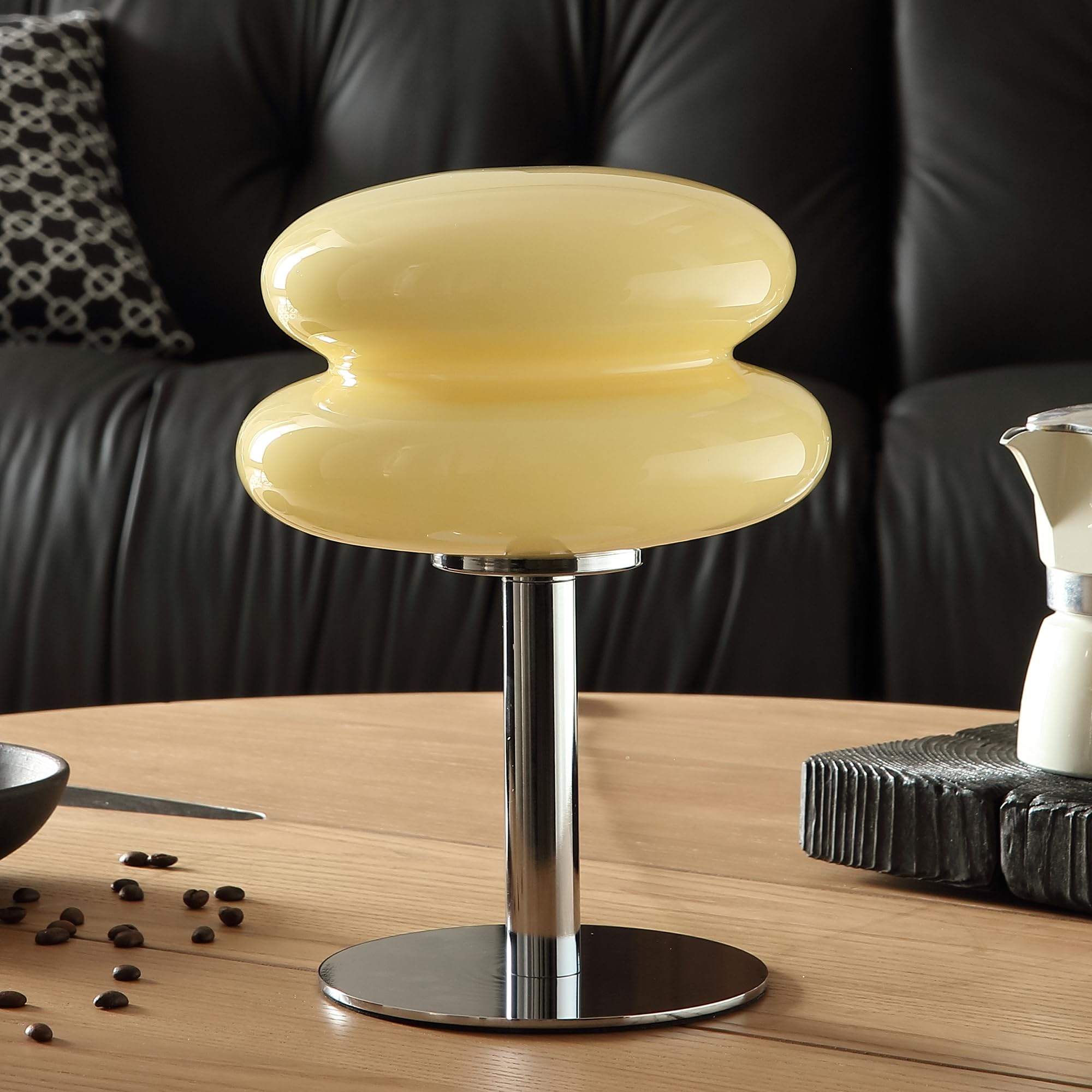 Glivpny Mushroom Bedside Table Lamp,Mid Century Modern Lamp For Nightstand, Dimmable Retro Egg Tart Lamp, Cute Home Decor Lamp Aesthetic Lamp For Bedroom Living Room(Yellow)