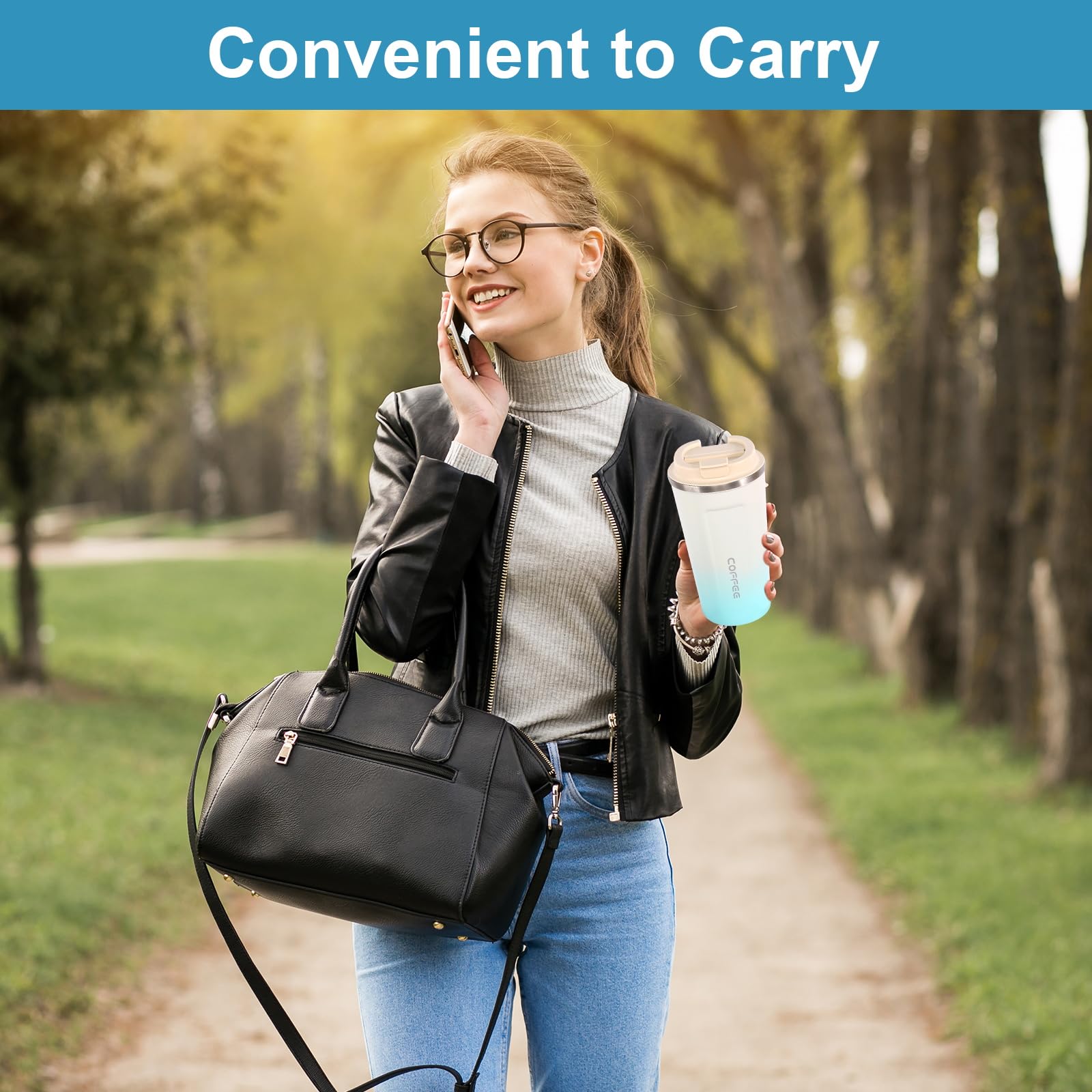 Stainless Steel Travel Coffee Tumbler 17 Oz Travel Coffee Mug With Lid, Insulated Coffee Mug