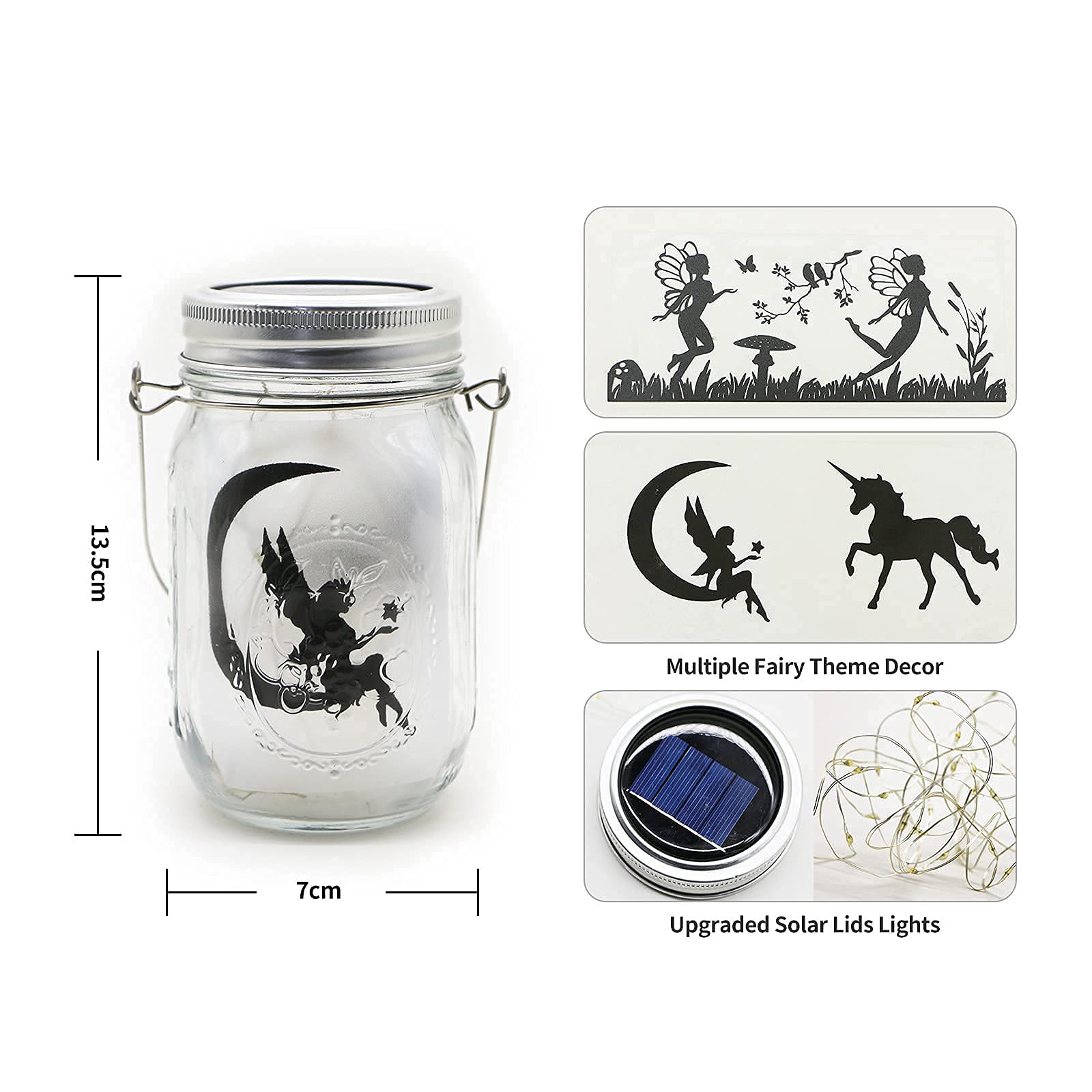 Znycye 12 Pack Solar Mason Jar Lights Warm White +1 Pack Watering Can Lights Warm White