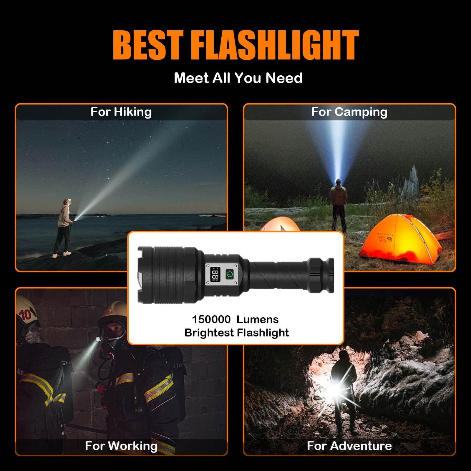 Zlityty Rechargeable Flashlights Max 200000 High Lumens,Super Bright 30W Led Flashlight,High Powered Brightest Flashlight For Emergencies/Camping Gear,Zoomable,Waterproof,5 Modes,Usb Handheld Flash Light