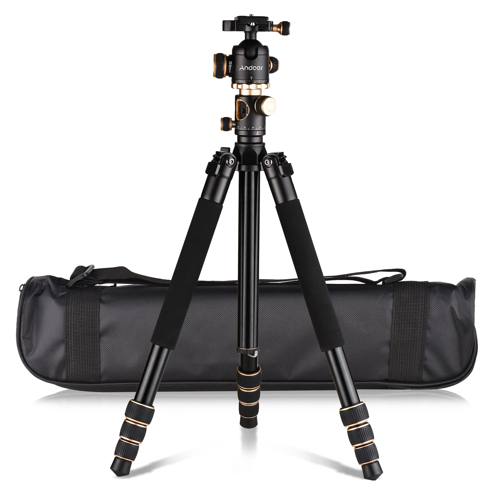 Andoer 184Cm Portable Photography Tripod Horizontal Camera Tripod Stand Monopod Aluminum Alloy 8Kg Load Capacity With 360° Rotatable Ballhead Carrying Bag For Dslr Camera Camcorder Smartphone
